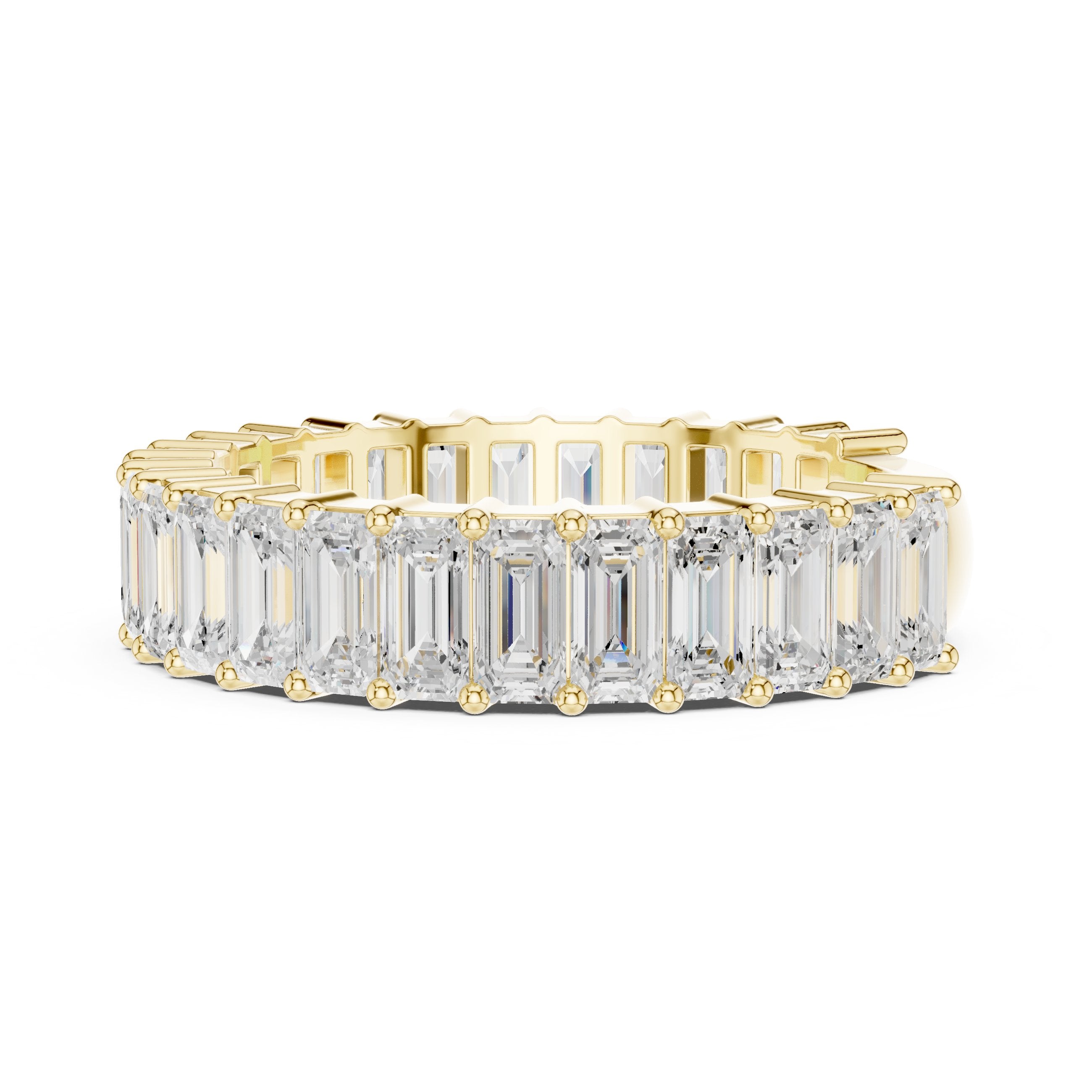 Emerald Cut Diamond Eternity Band in Yellow Gold - VYKA Diamonds