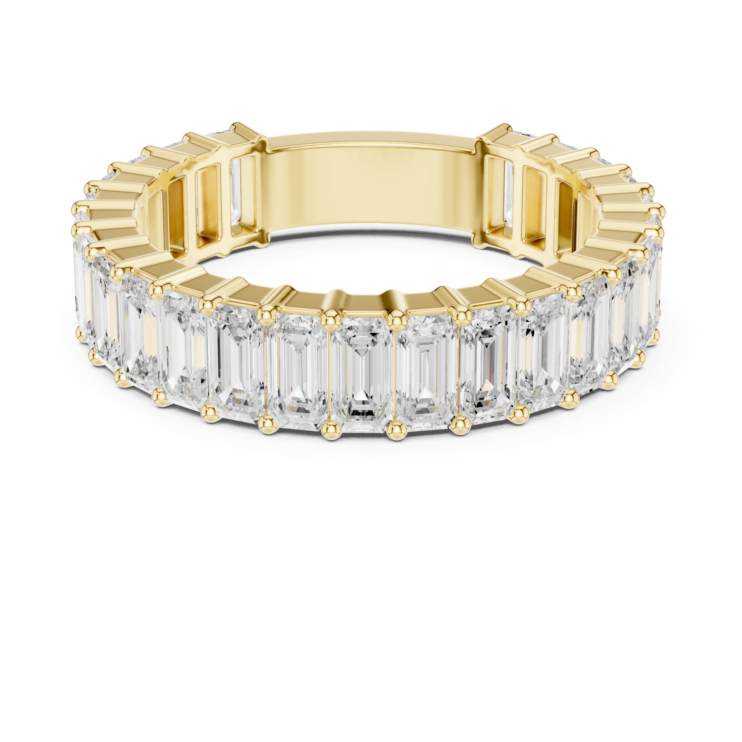 Emerald Cut Diamond Eternity Band in Yellow Gold - VYKA Diamonds