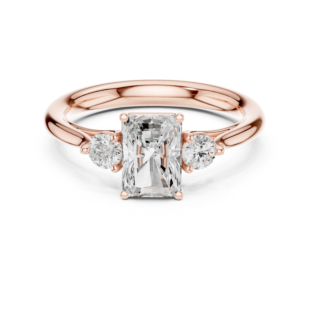 Emerald Cut Three Stone with Pear Shaped Diamonds