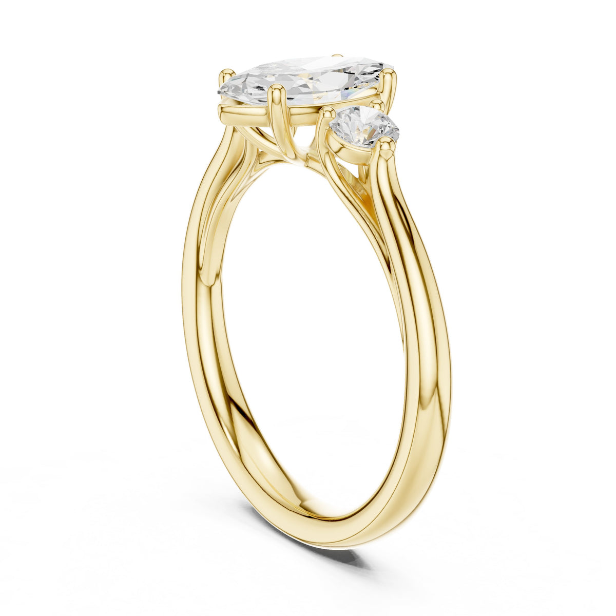 Marquise and Round Three Stone Engagement Ring