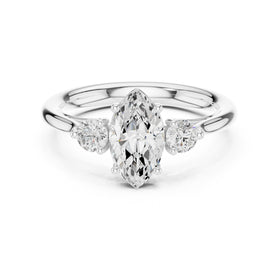 Marquise and Round Three Stone Engagement Ring