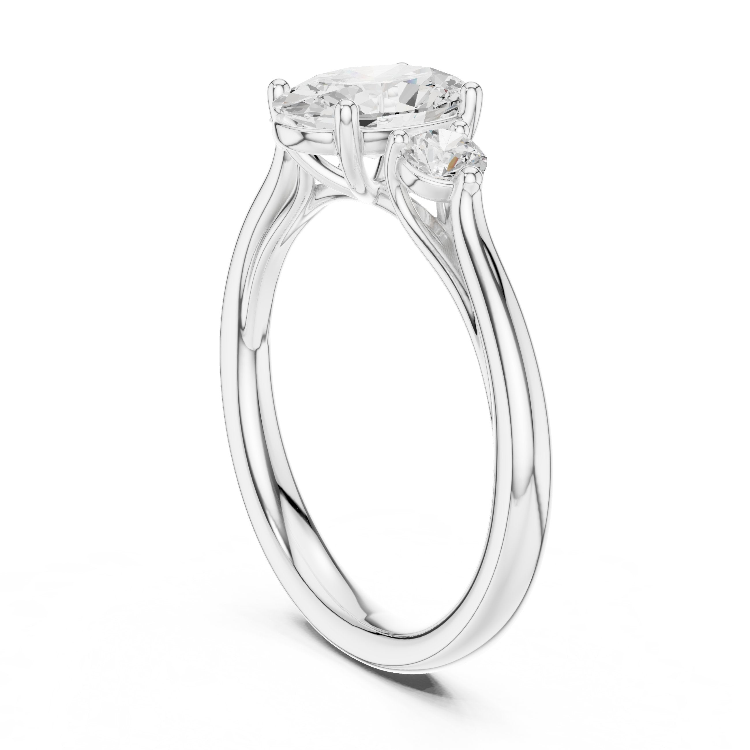 Oval Trilogy Ring in White Gold - VYKA Diamonds