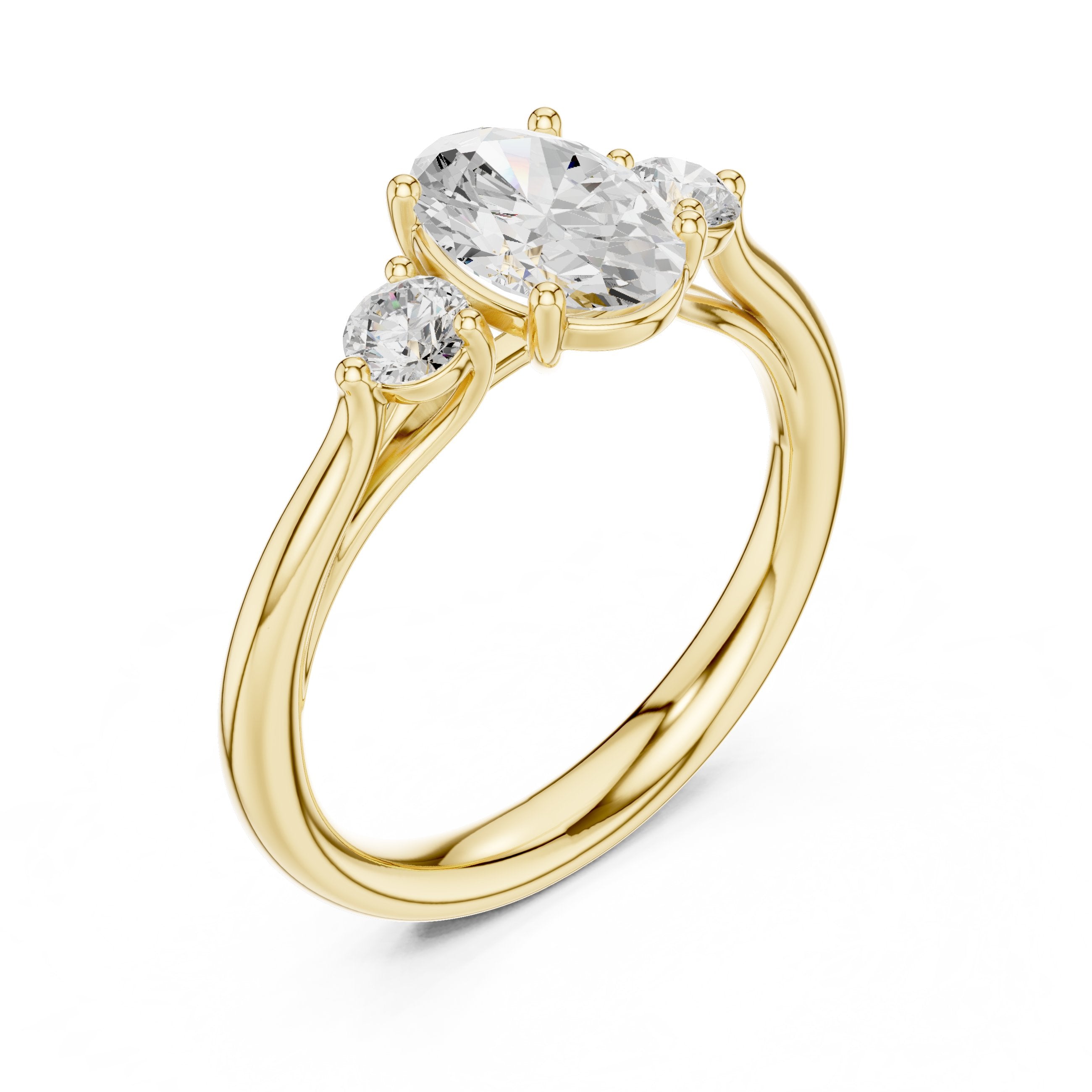 Oval Trilogy Ring in Yellow Gold - VYKA Diamonds