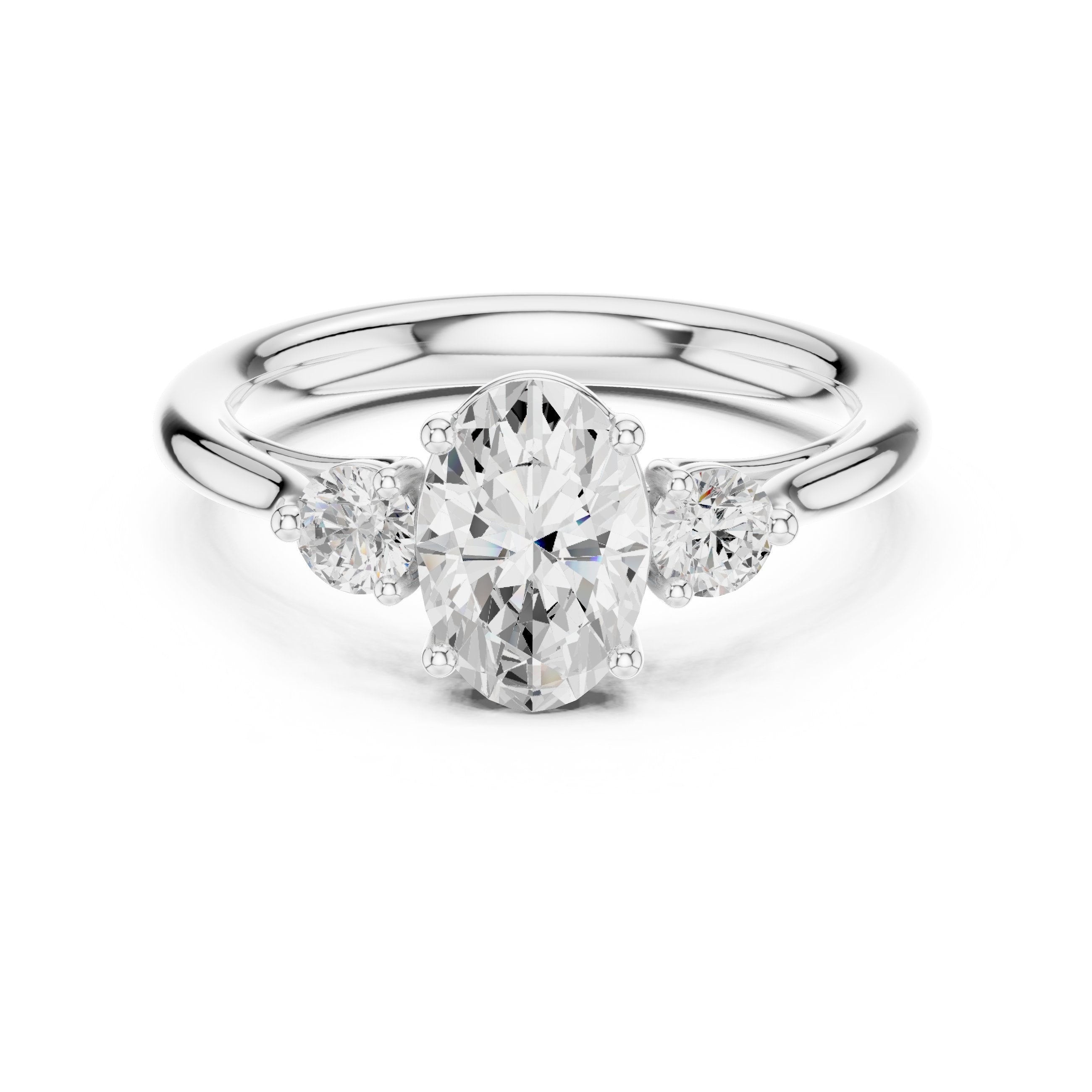 Oval Trilogy Ring in White Gold - VYKA Diamonds