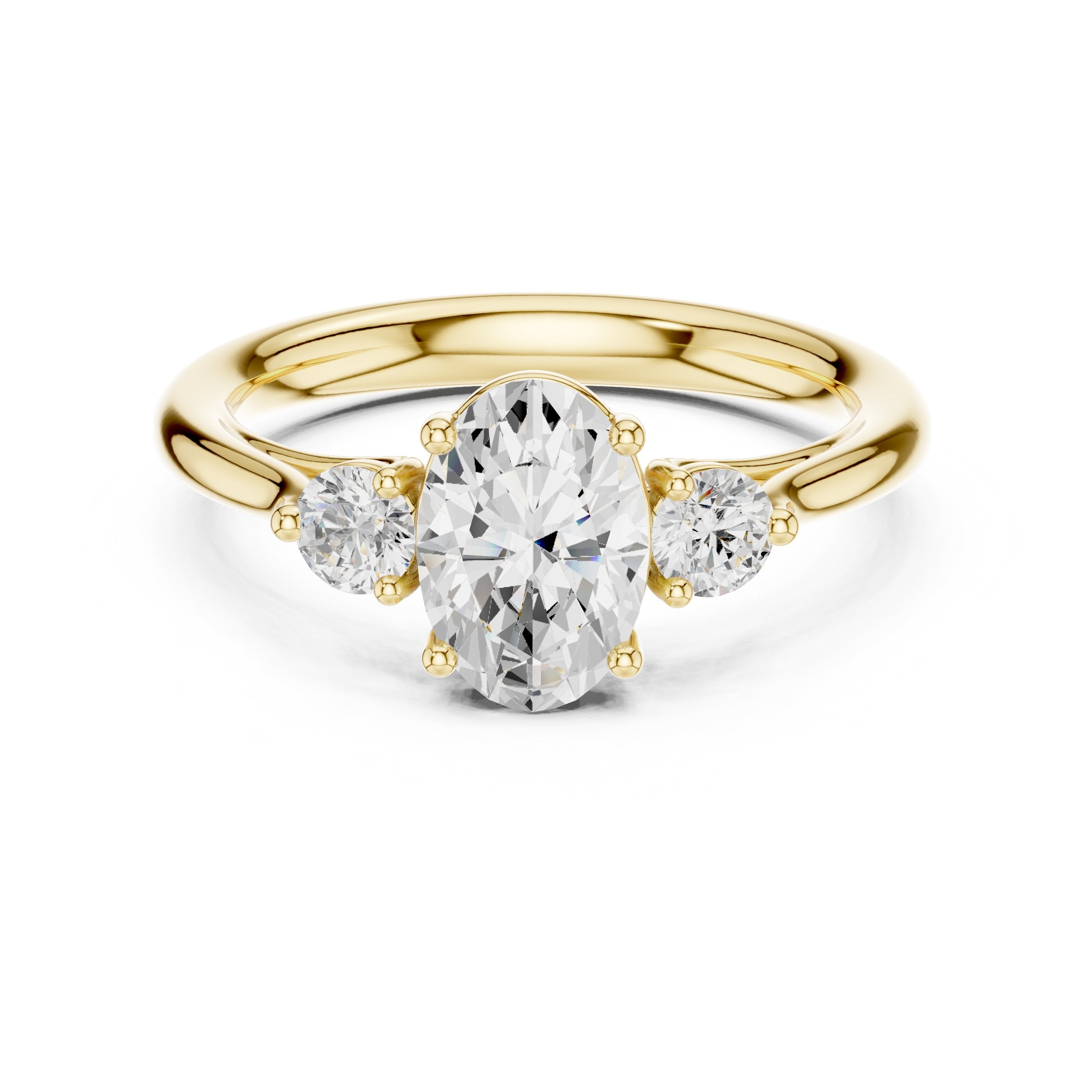 Oval Trilogy Ring in Yellow Gold - VYKA Diamonds