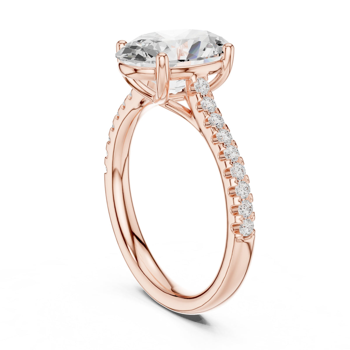 Oval Diamond Cathedral Solitaire Engagement Ring