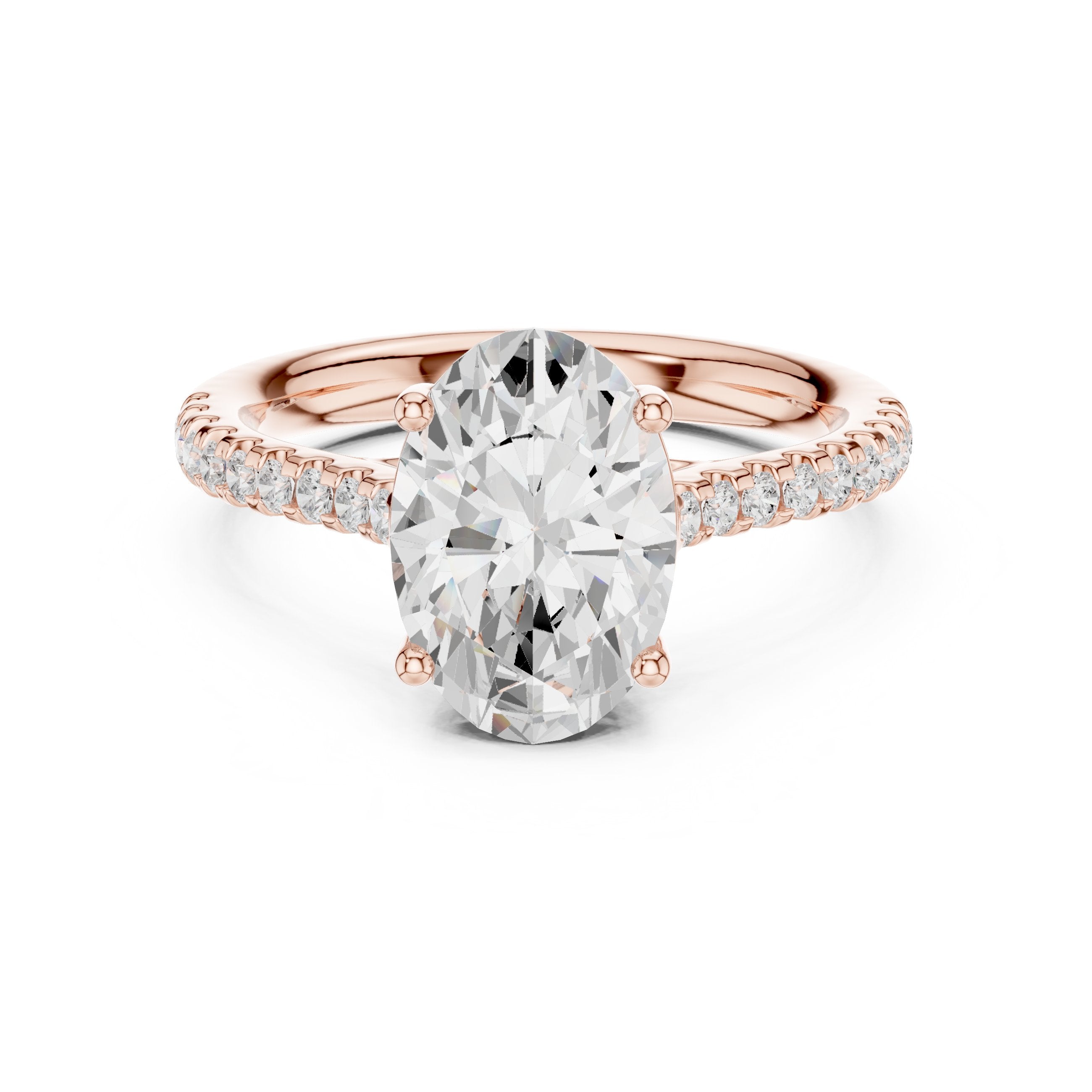 Oval Diamond Cathedral Solitaire Engagement Ring in Rose Gold - VYKA Diamonds