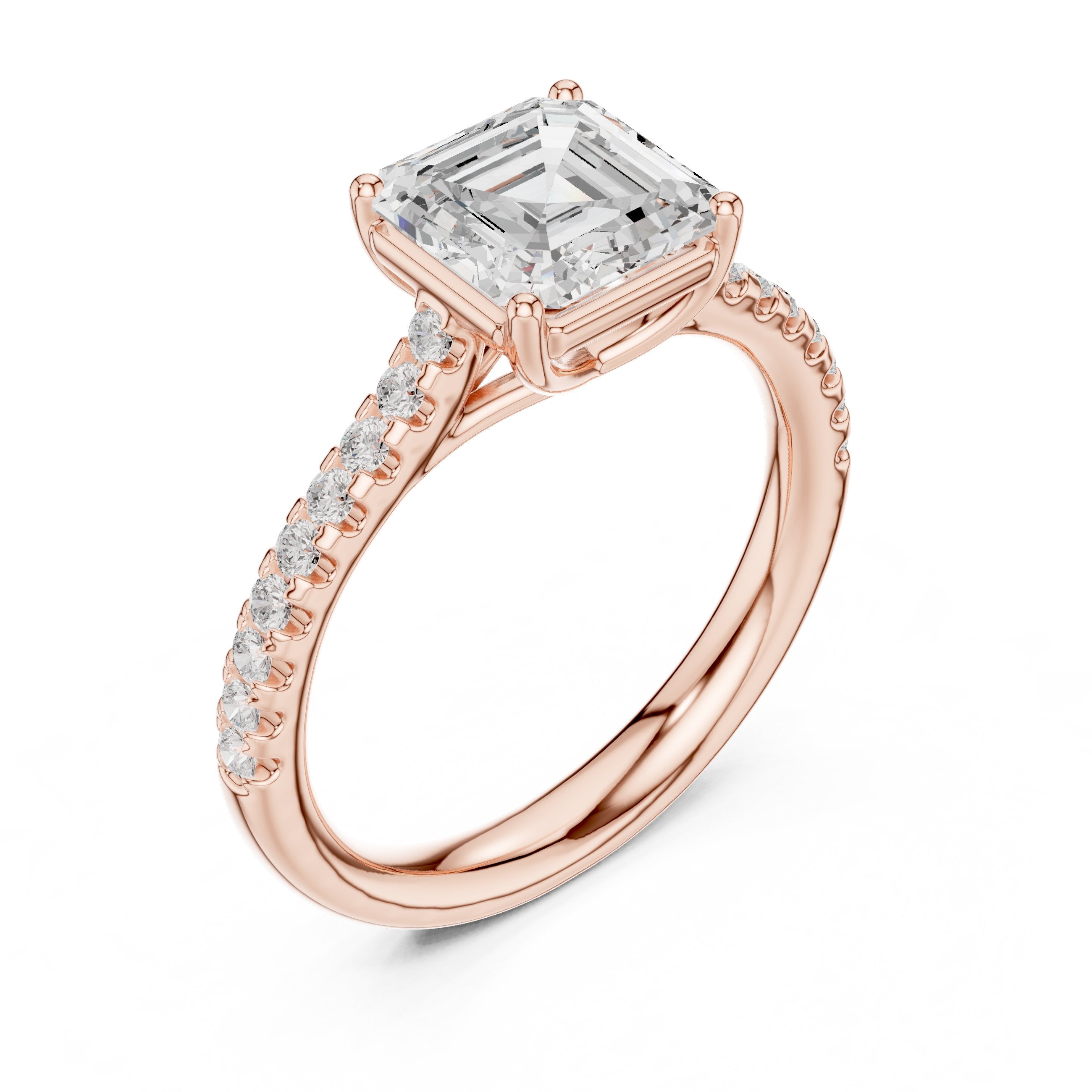 Ascending Channel Set Diamond Engagement Ring in Rose Gold - VYKA Diamonds