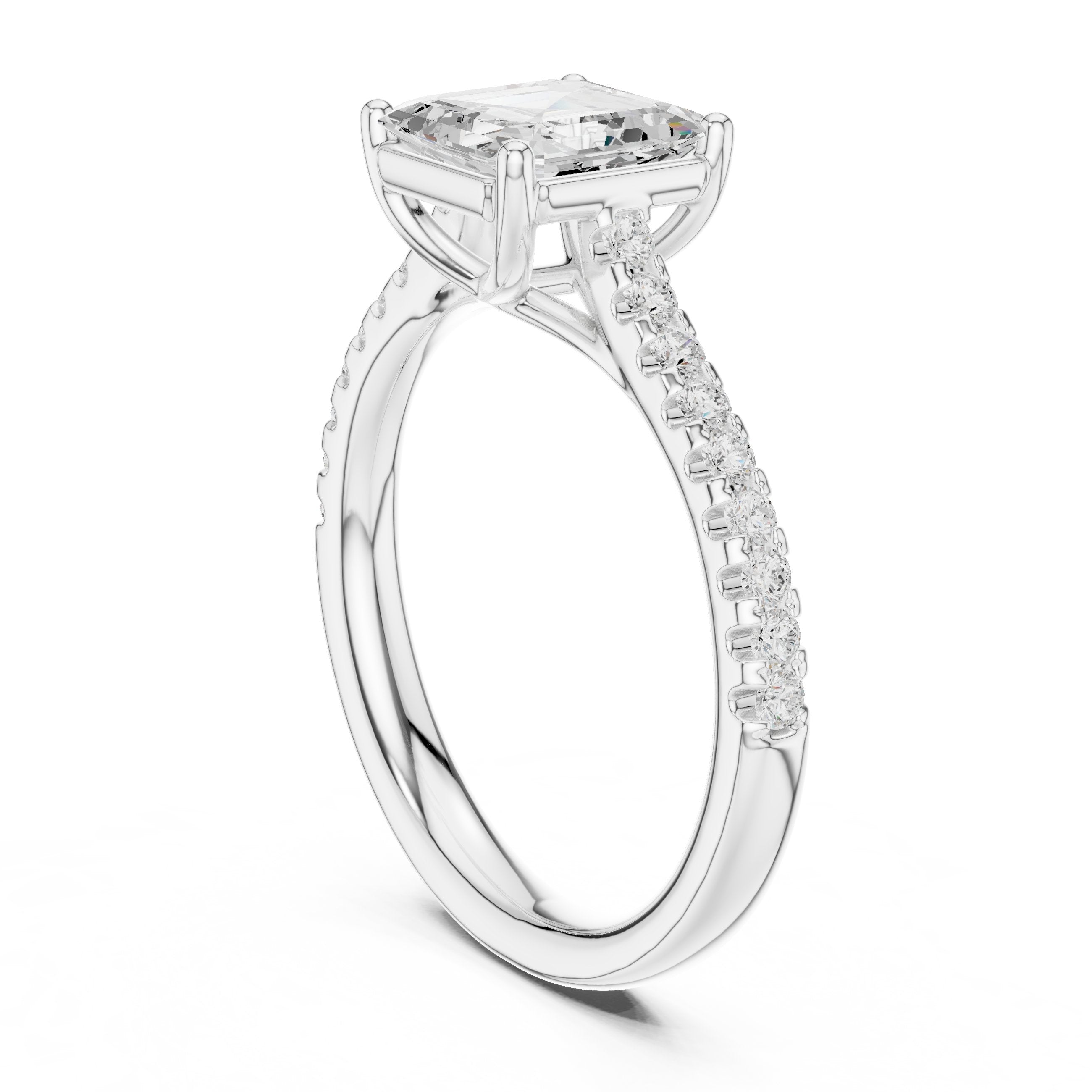 Ascending Channel Set Diamond Engagement Ring in White Gold - VYKA Diamonds