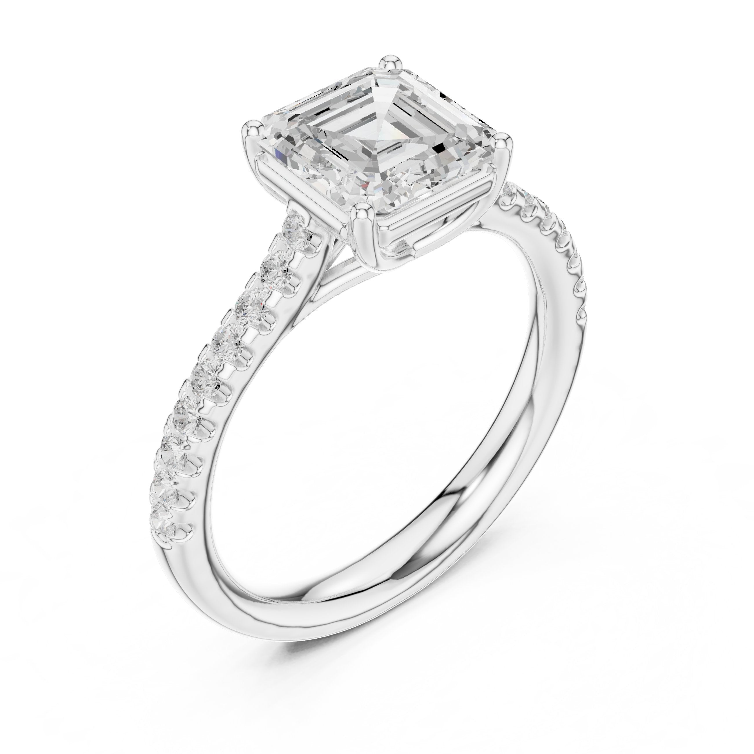 Ascending Channel Set Diamond Engagement Ring in White Gold - VYKA Diamonds