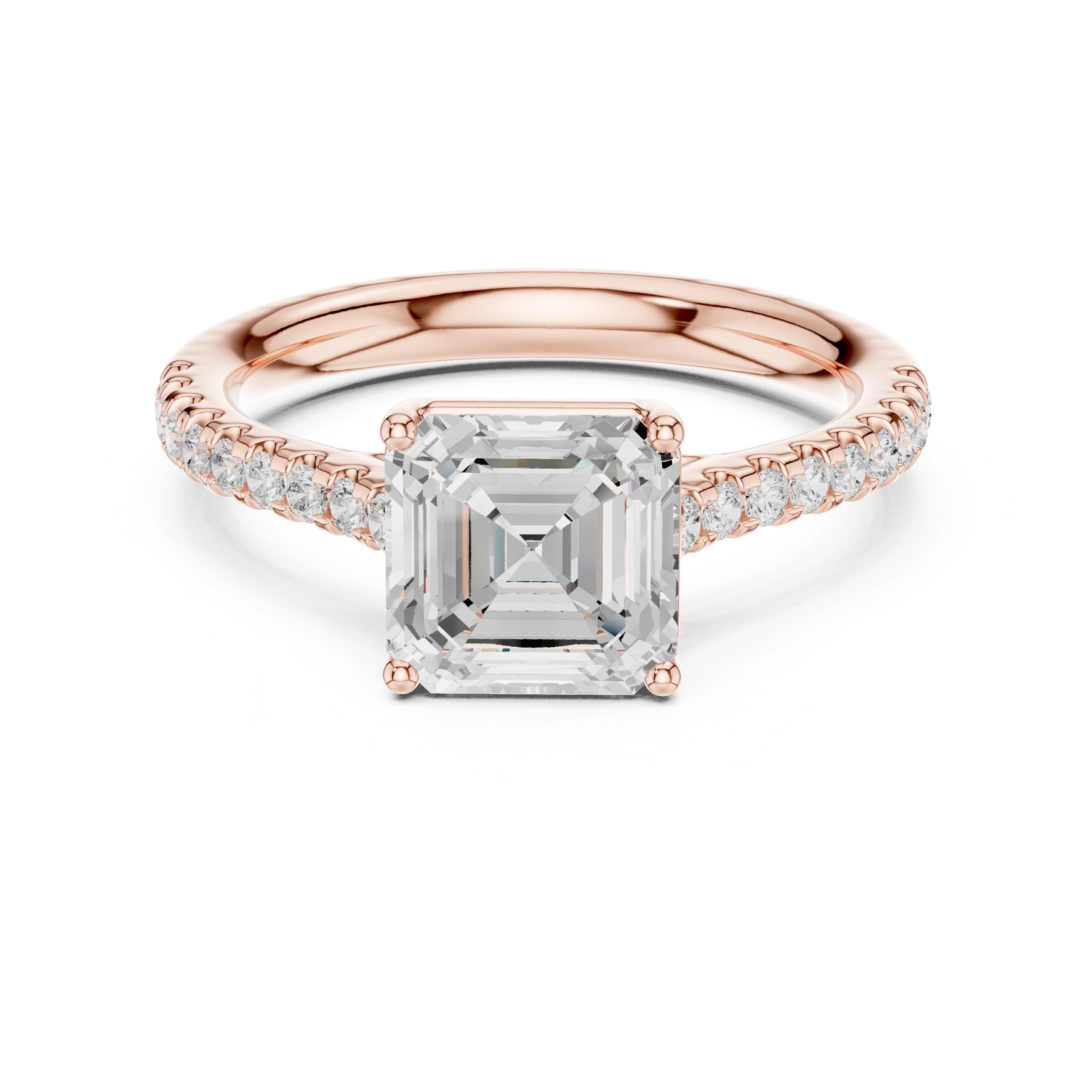 Ascending Channel Set Diamond Engagement Ring in Rose Gold - VYKA Diamonds