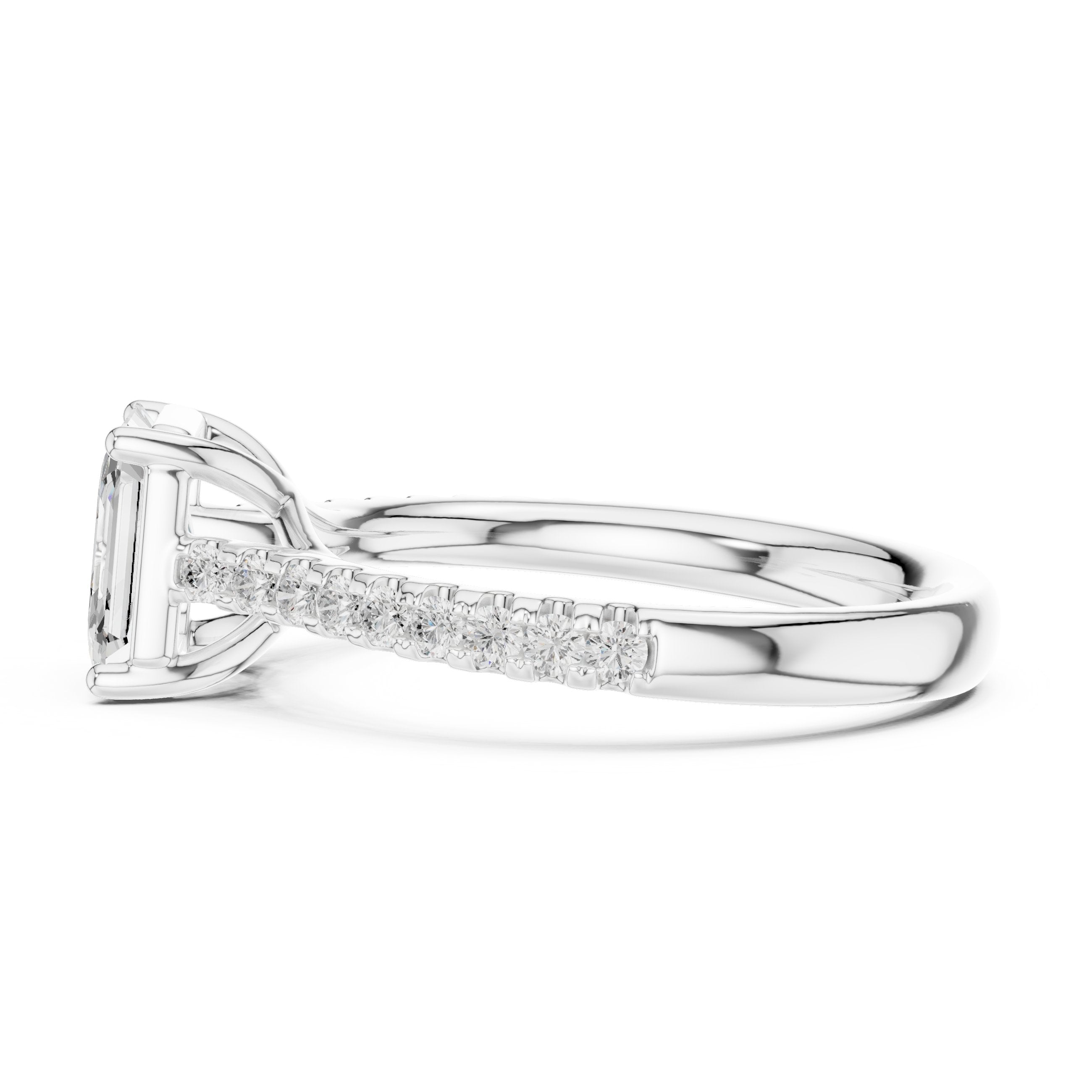 Ascending Channel Set Diamond Engagement Ring in White Gold - VYKA Diamonds