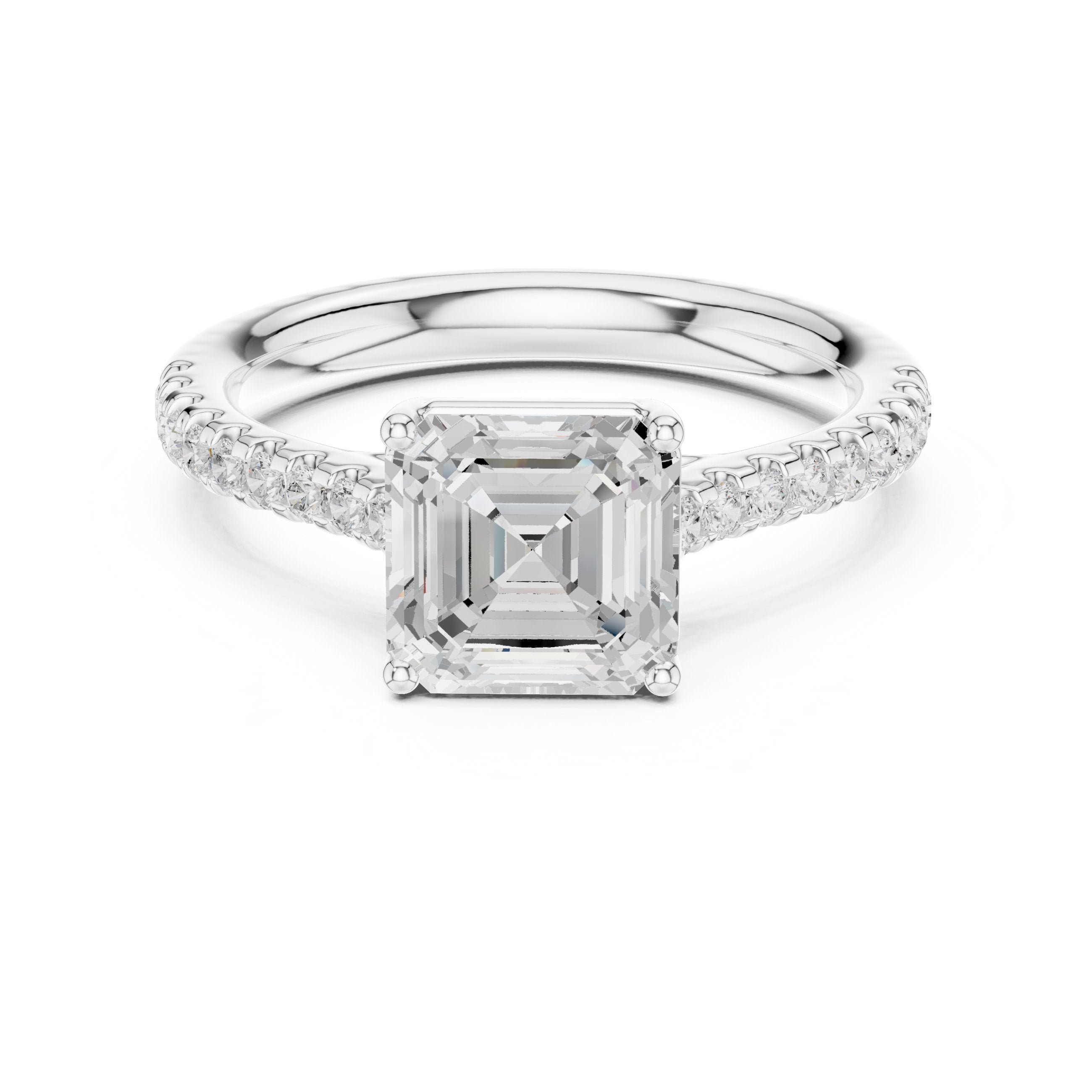 Ascending Channel Set Diamond Engagement Ring in White Gold - VYKA Diamonds