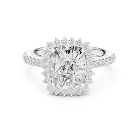 Cushion Cut Halo Engagement Ring with Pavé Band