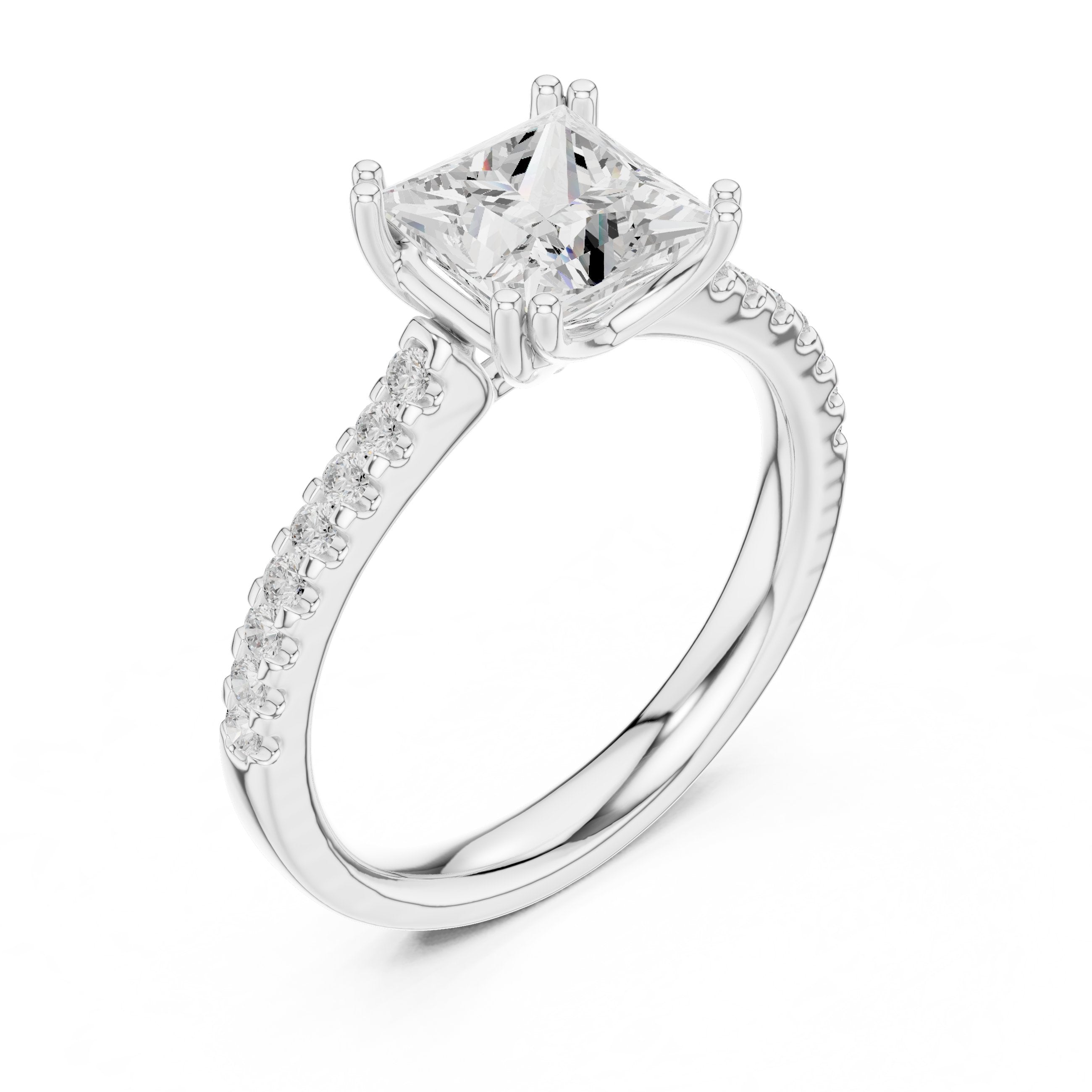 Brilliant Halo Diamond Engagement Ring in White Gold - VYKA Diamonds
