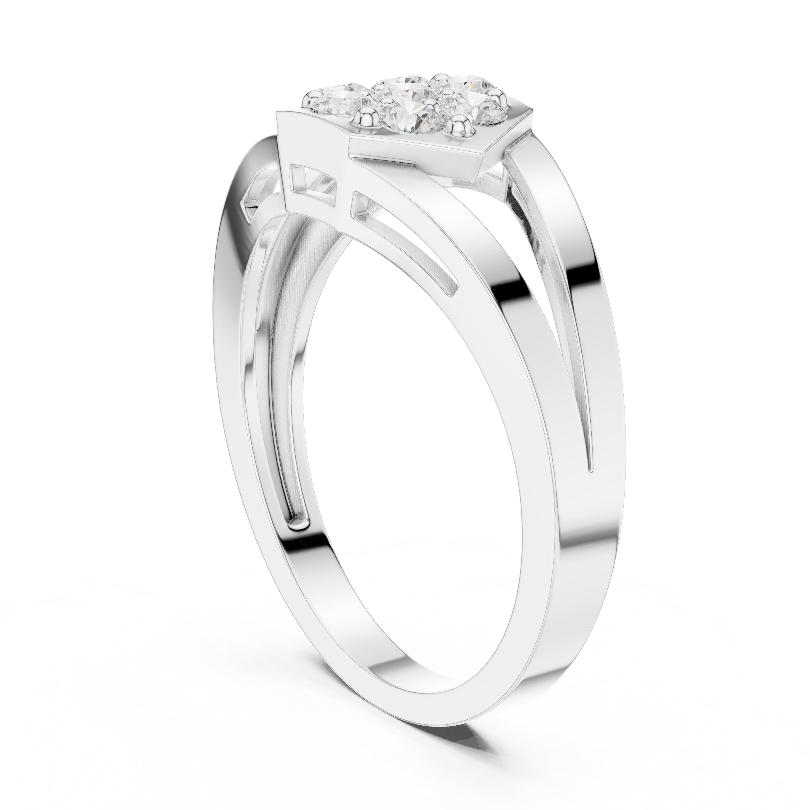 Round Diamond Hexagon Cluster Engagement Ring in White Gold - VYKA Diamonds