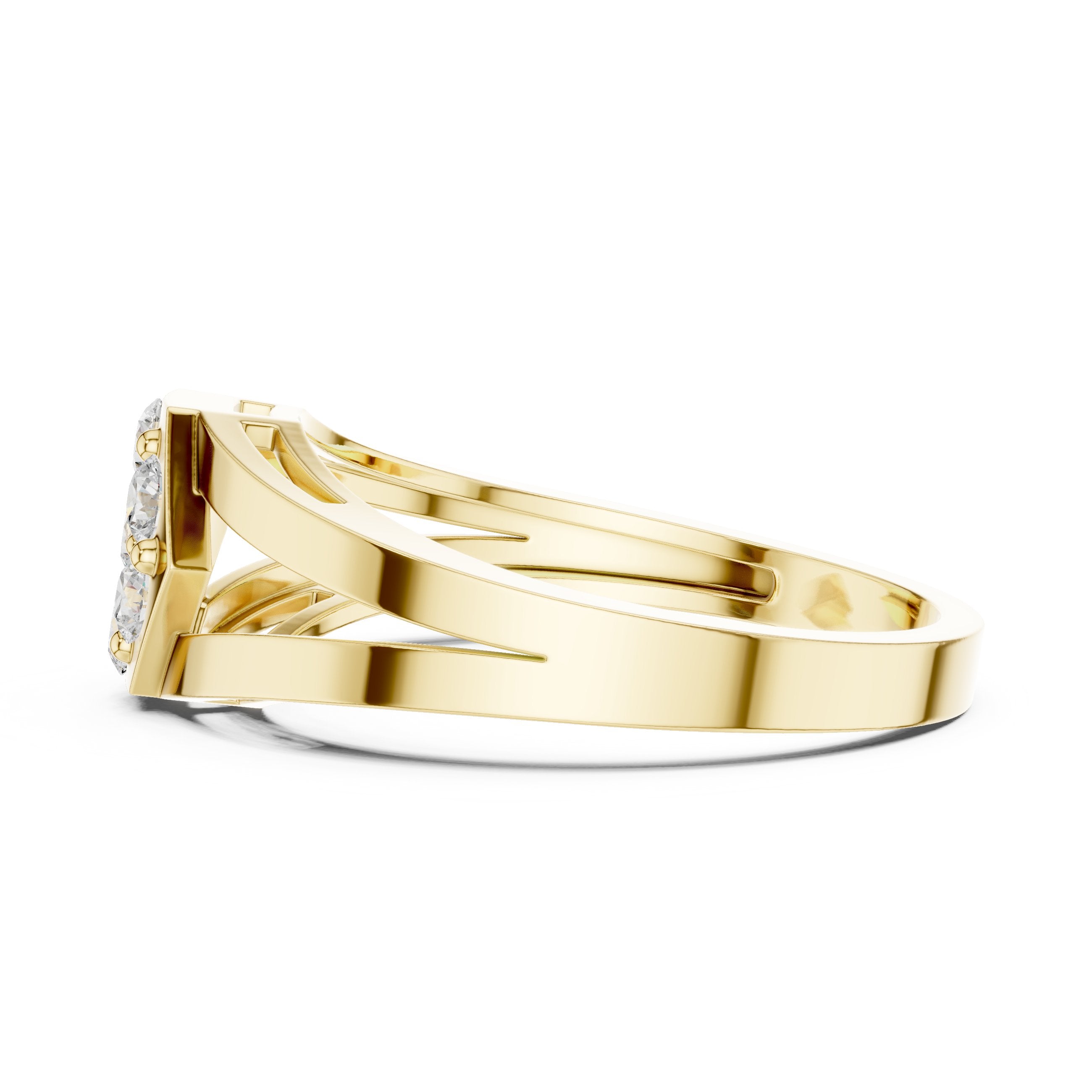 Round Diamond Hexagon Cluster Engagement Ring in Yellow Gold - VYKA Diamonds