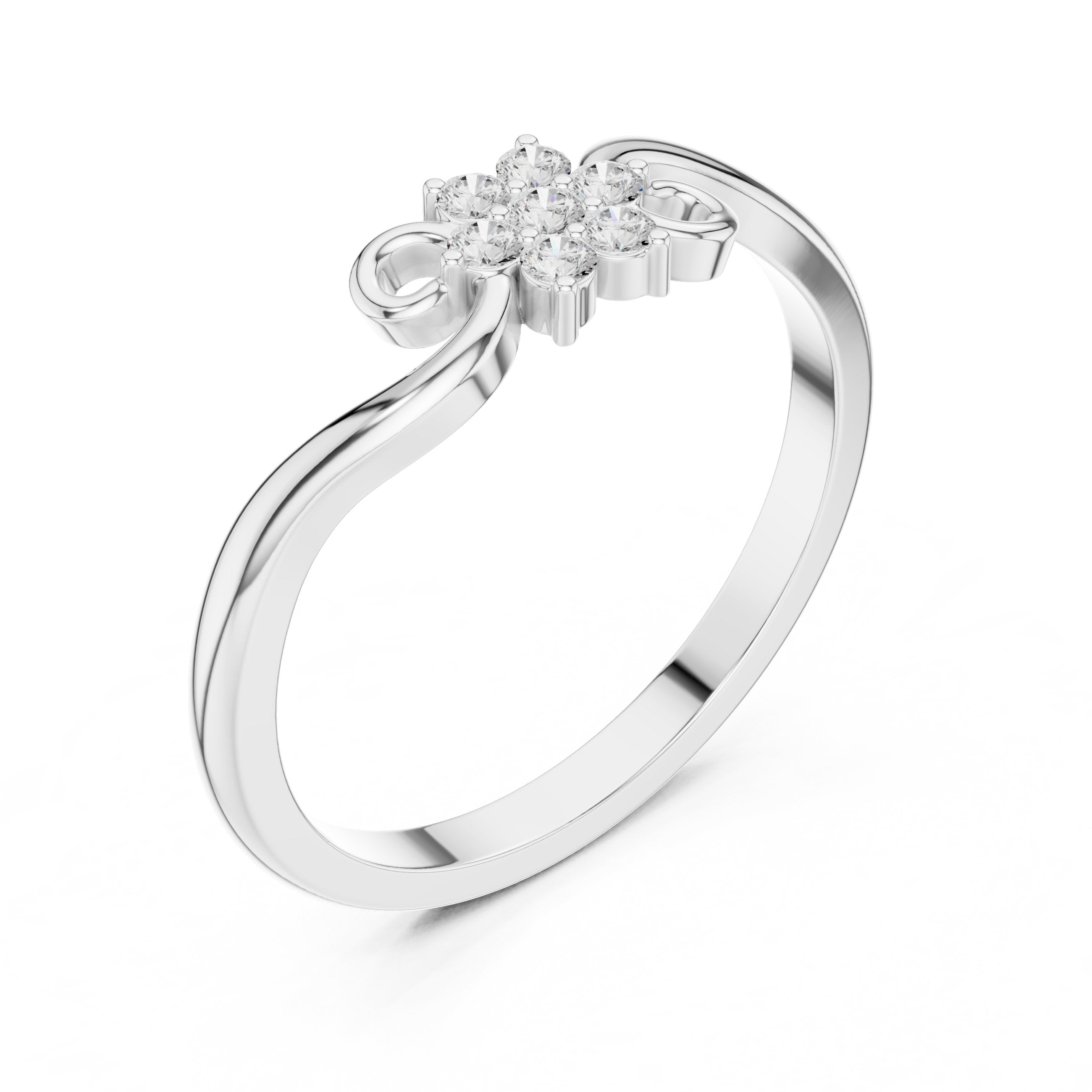 Scintillating Floral Diamond Engagement Ring in White Gold - VYKA Diamonds