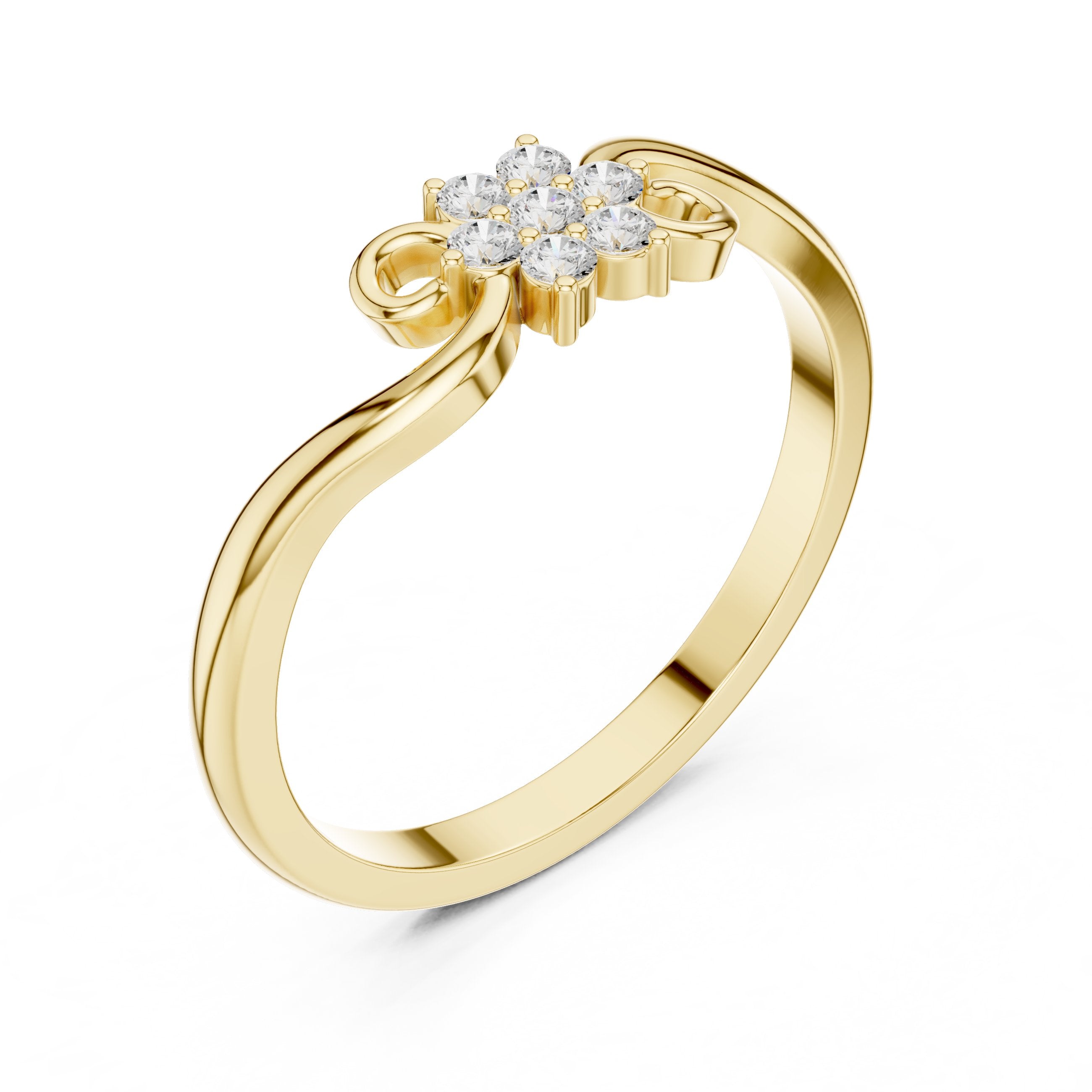 Scintillating Floral Diamond Engagement Ring in Yellow Gold - VYKA Diamonds