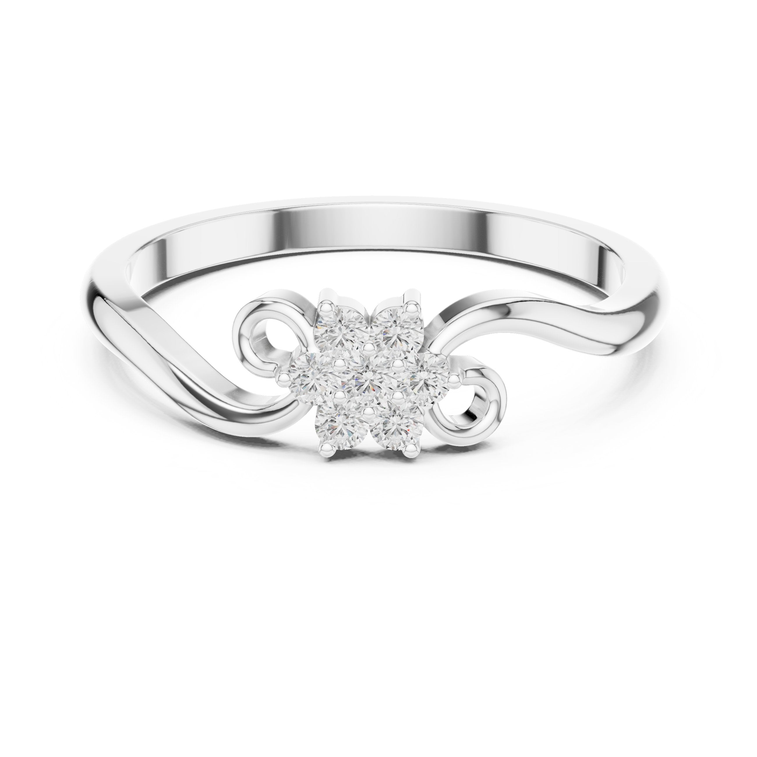 Scintillating Floral Diamond Engagement Ring in White Gold - VYKA Diamonds