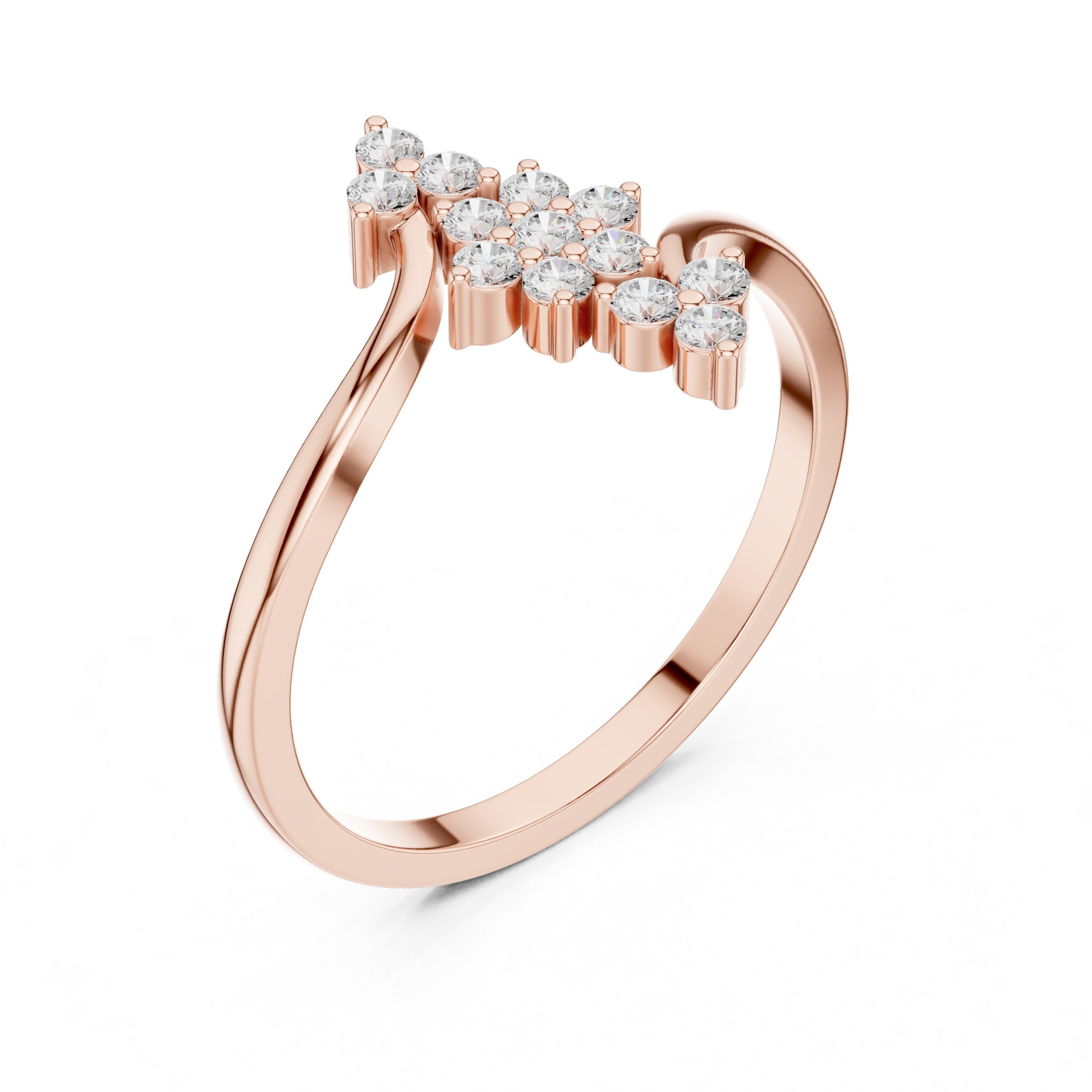 Elaborate Cluster Diamond Engagement Ring in Rose Gold - VYKA Diamonds