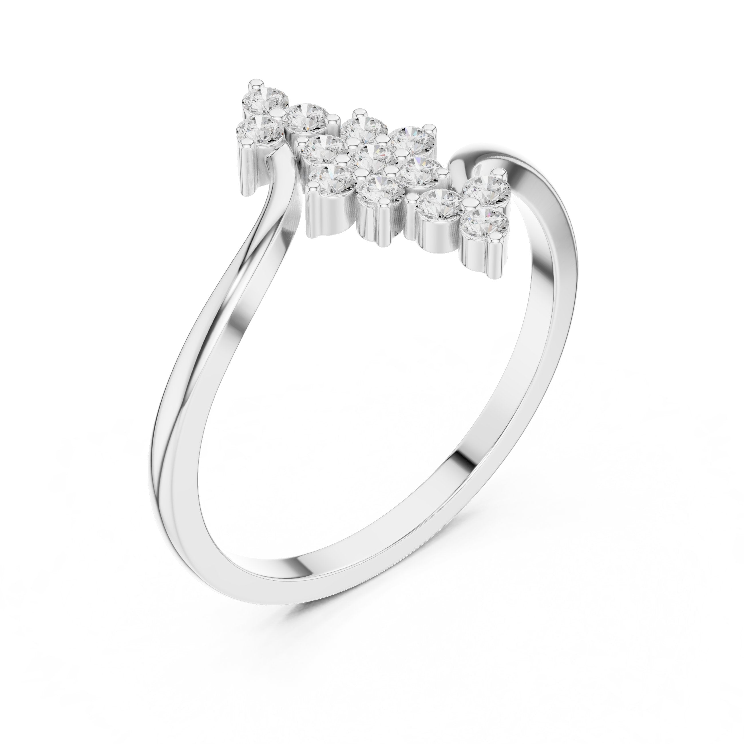 Elaborate Cluster Diamond Engagement Ring in White Gold - VYKA Diamonds