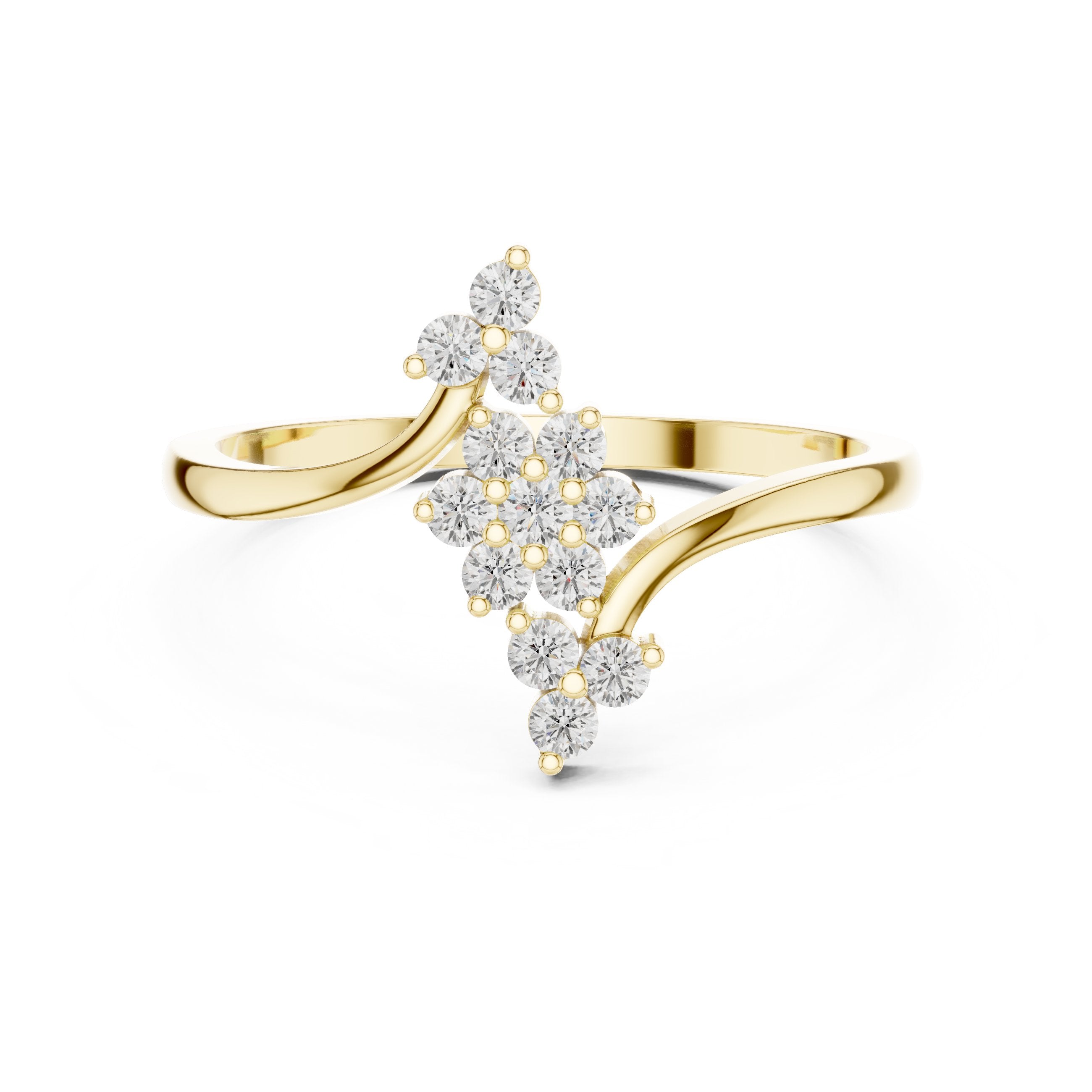 Elaborate Cluster Diamond Engagement Ring in Yellow Gold - VYKA Diamonds