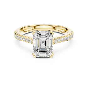 Emerald Cut Diamond Engagement Ring with Pavé Band