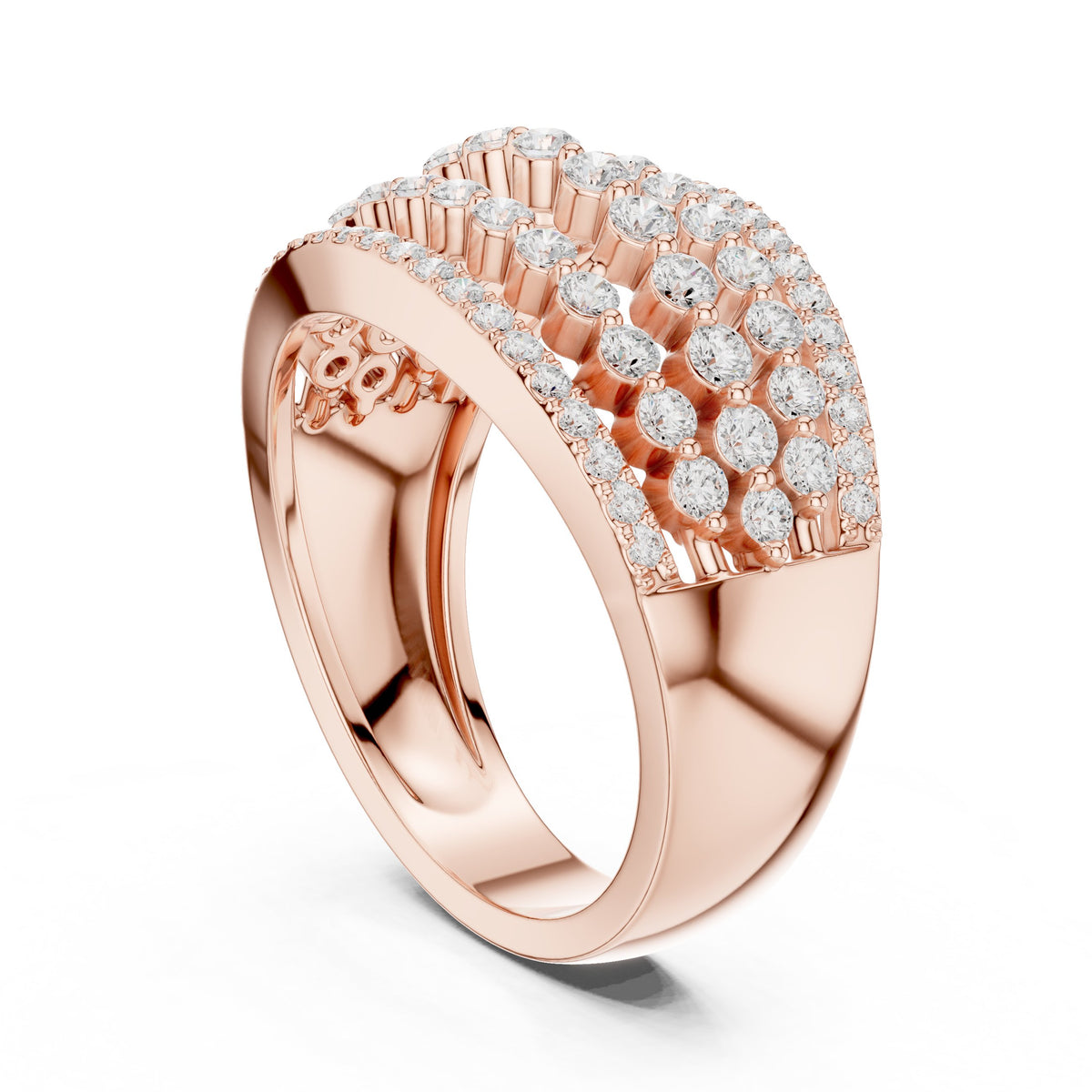 Round Diamond Multi-Row Pavé Anniversary Band