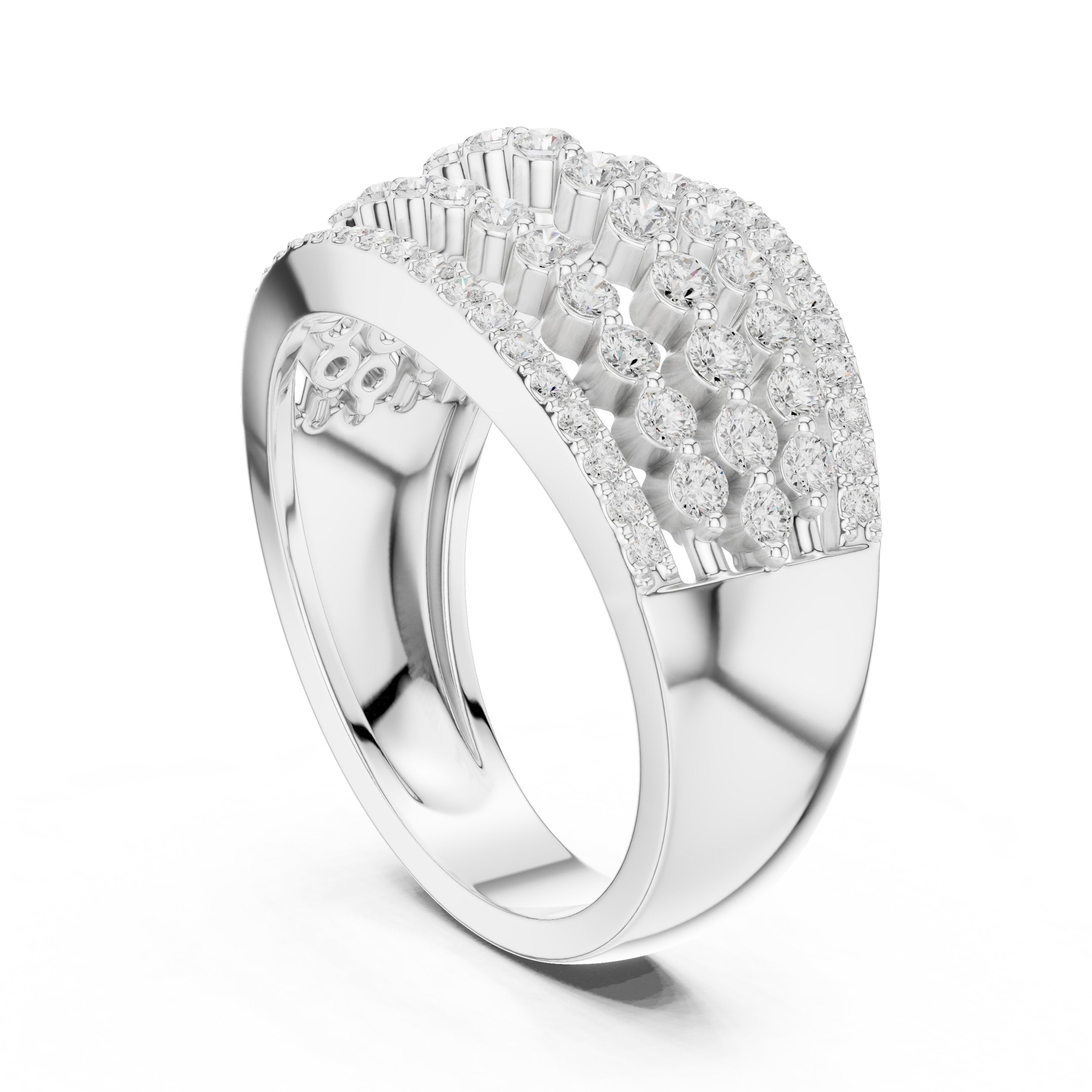Round Diamond Multi-Row Pavé Anniversary Band in White Gold - VYKA Diamonds