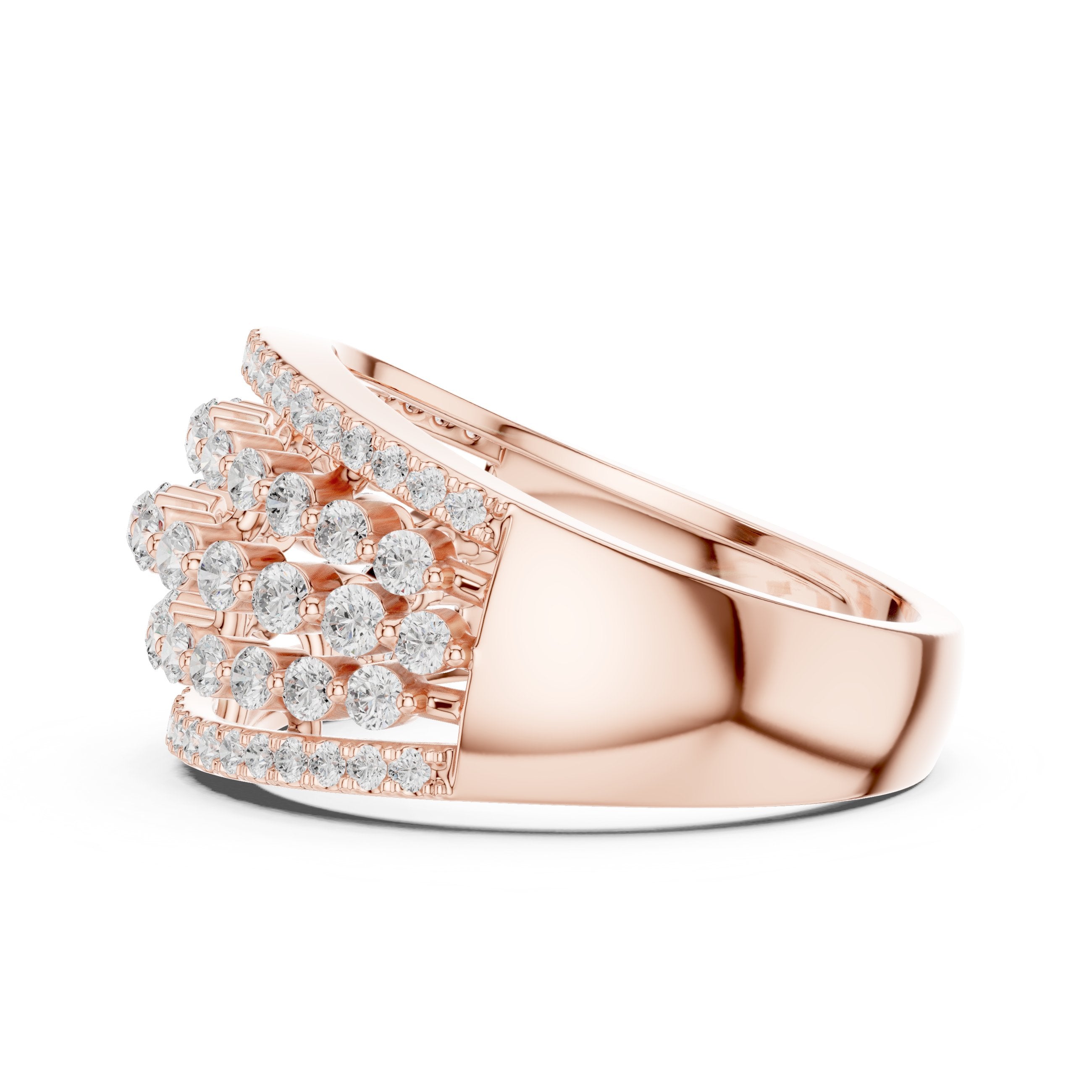 Round Diamond Multi-Row Pavé Anniversary Band in Rose Gold - VYKA Diamonds