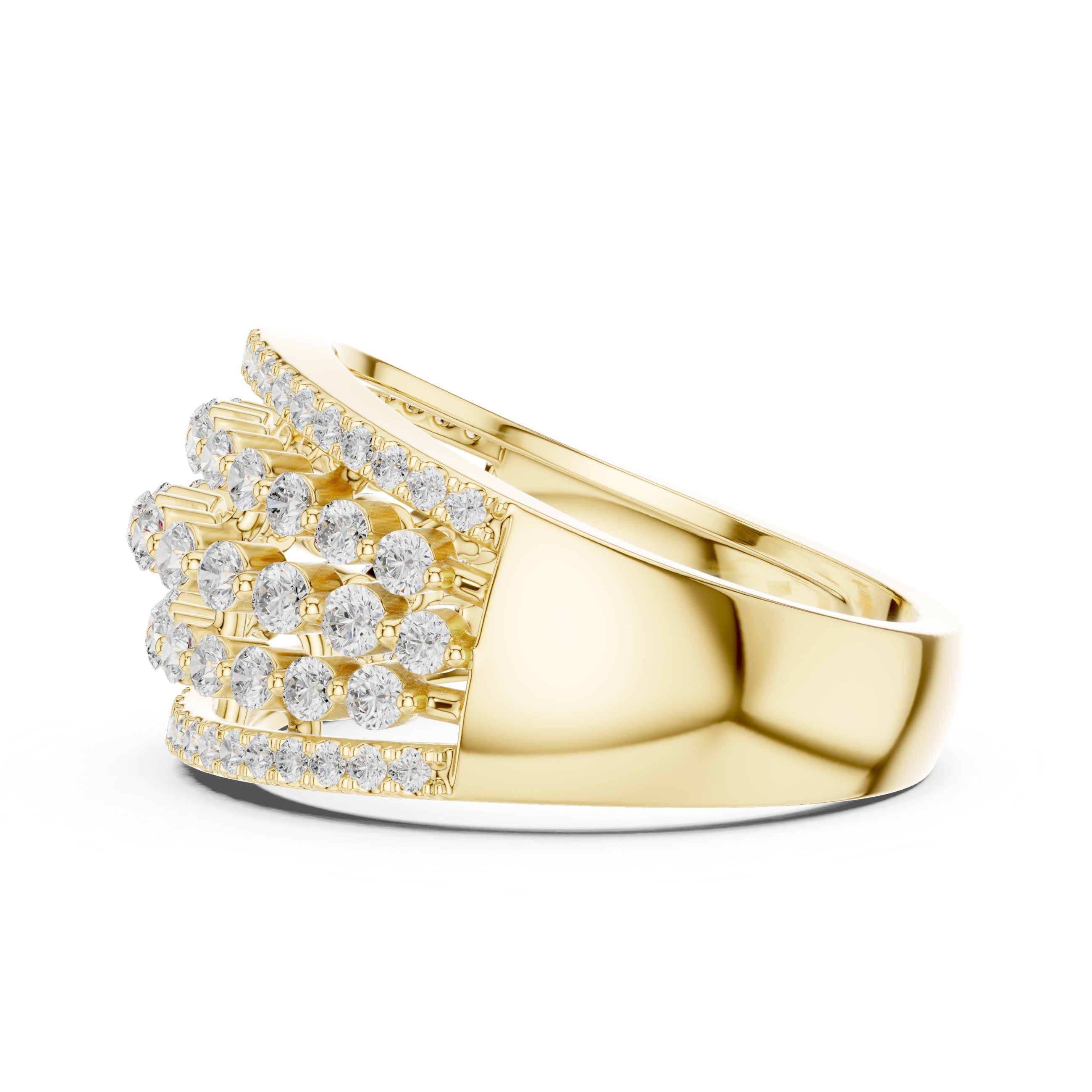 Round Diamond Multi-Row Pavé Anniversary Band in Yellow Gold - VYKA Diamonds