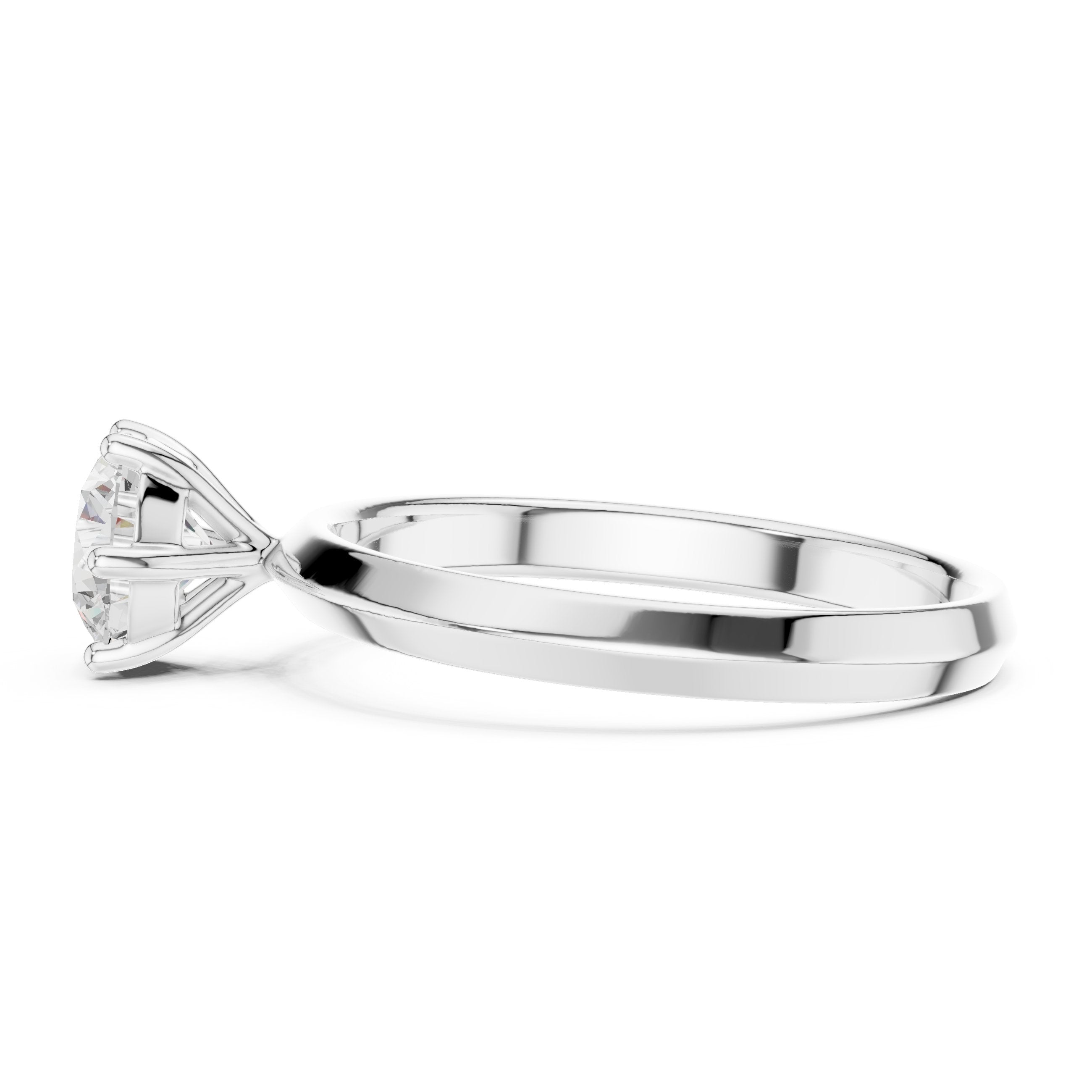 Round Brilliant Six Prong Solitaire Engagement Ring in White Gold - VYKA Diamonds