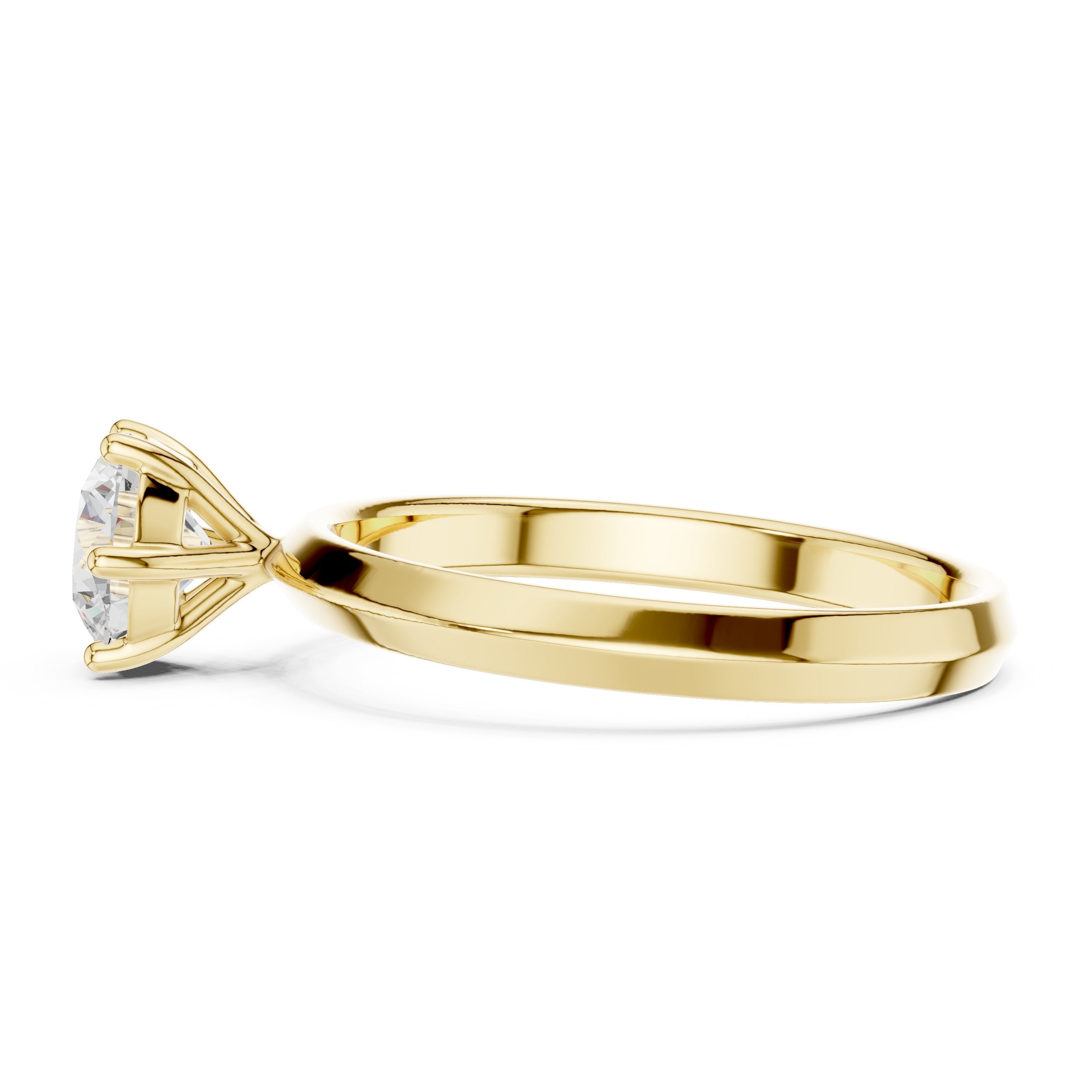 Round Brilliant Six Prong Solitaire Engagement Ring in Yellow Gold - VYKA Diamonds