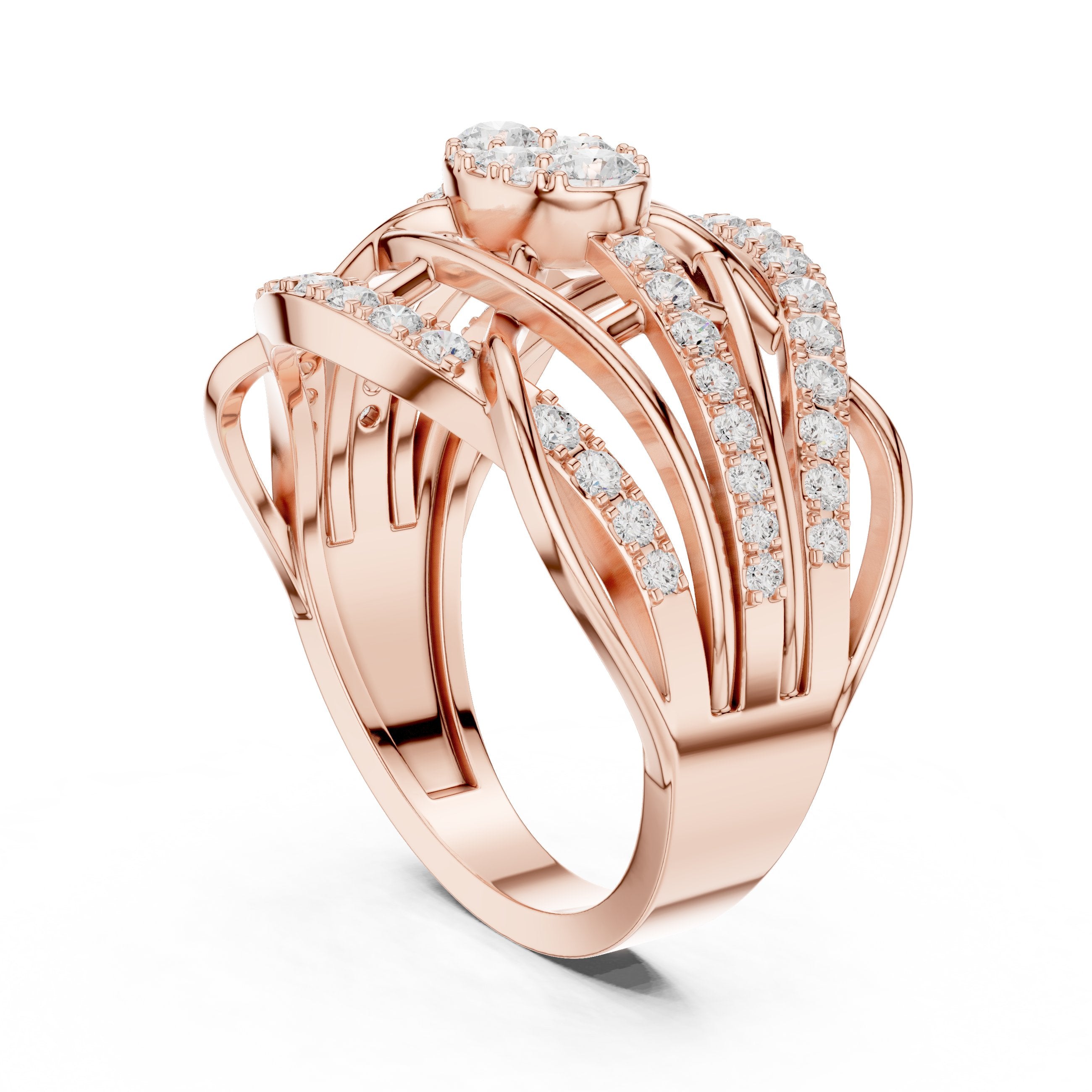 Marquise and Round Vintage Leaf Constellation Engagement Ring in Rose Gold - VYKA Diamonds