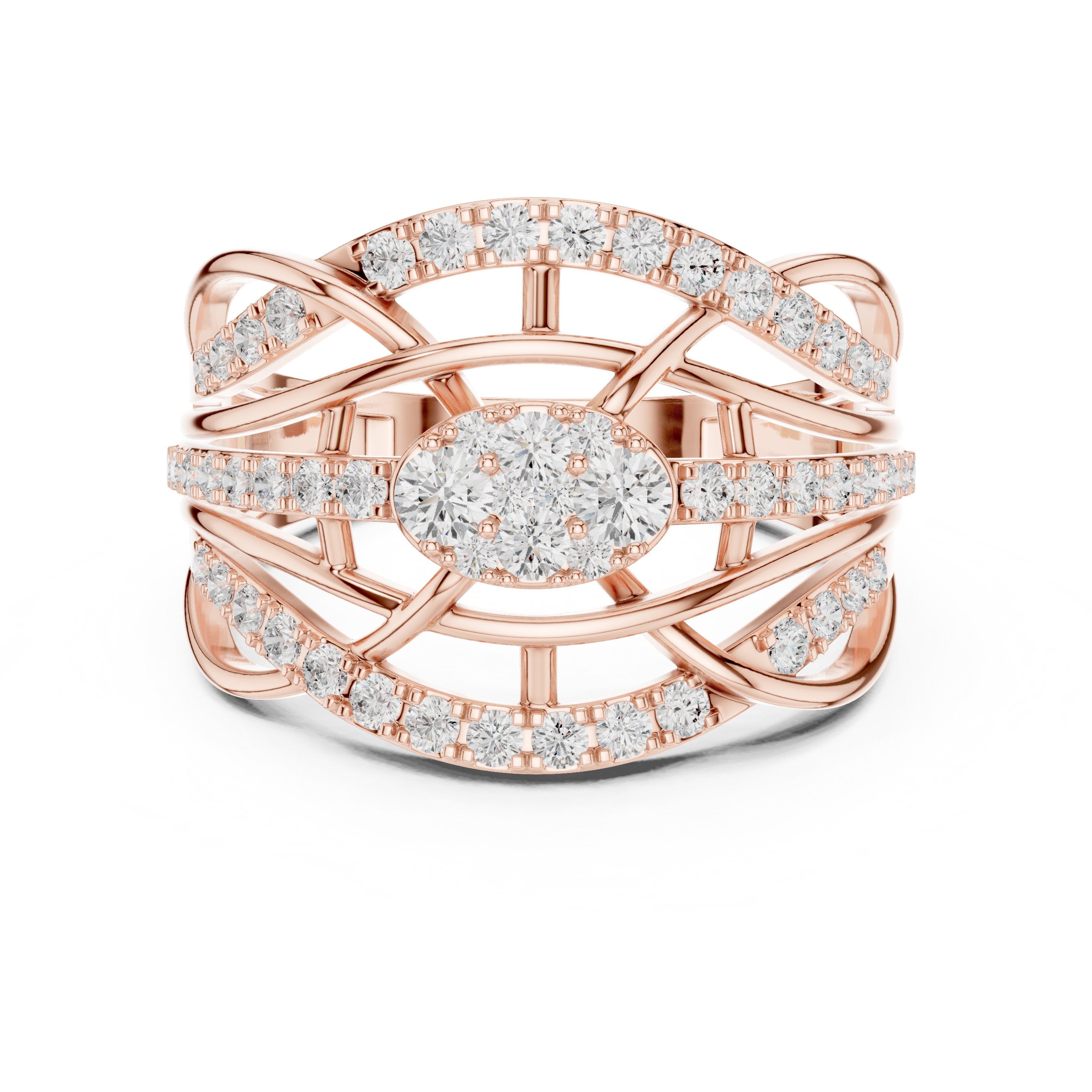 Marquise and Round Vintage Leaf Constellation Engagement Ring in Rose Gold - VYKA Diamonds