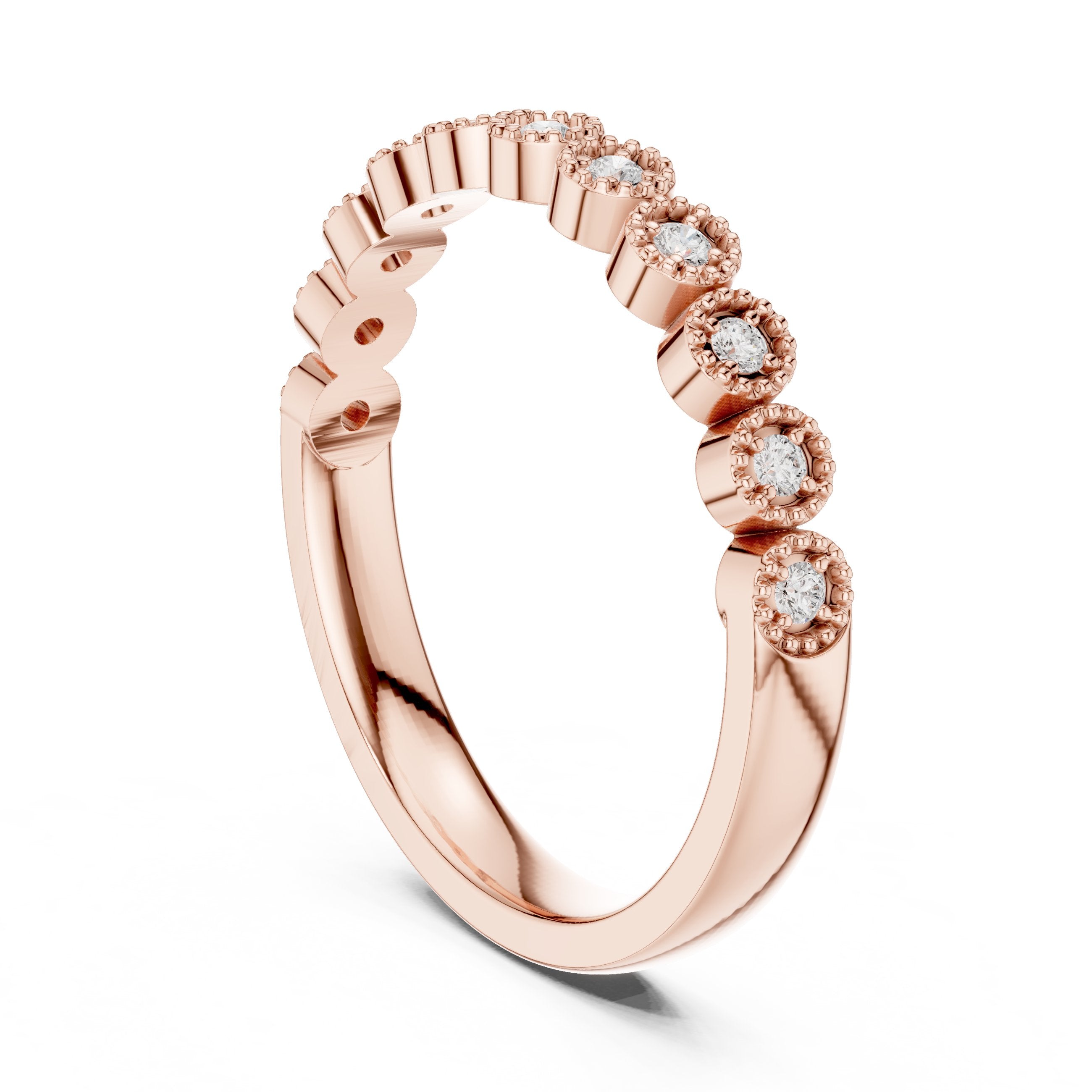 Polished Vintage Diamond Engagement Ring in Rose Gold - VYKA Diamonds