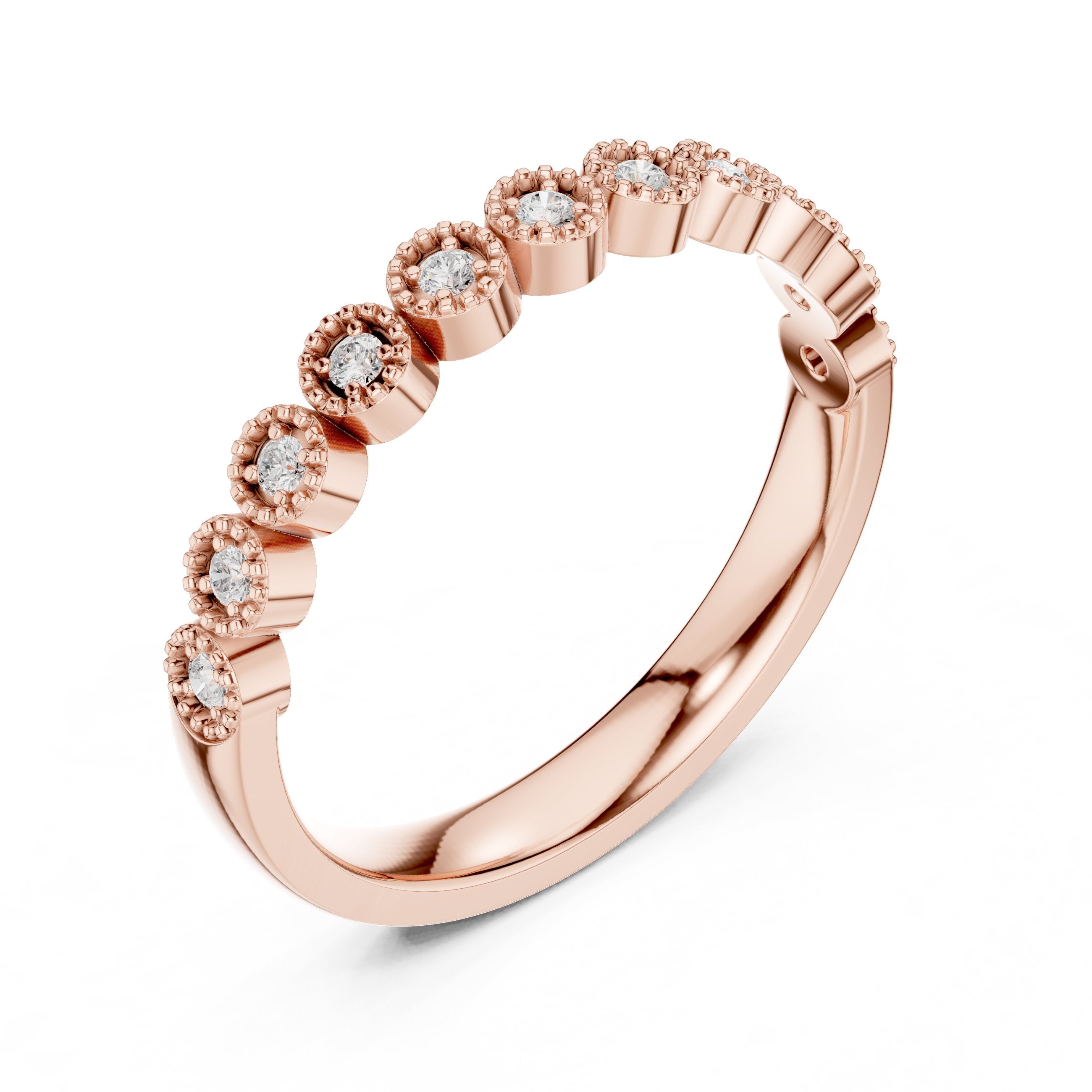 Polished Vintage Diamond Engagement Ring in Rose Gold - VYKA Diamonds