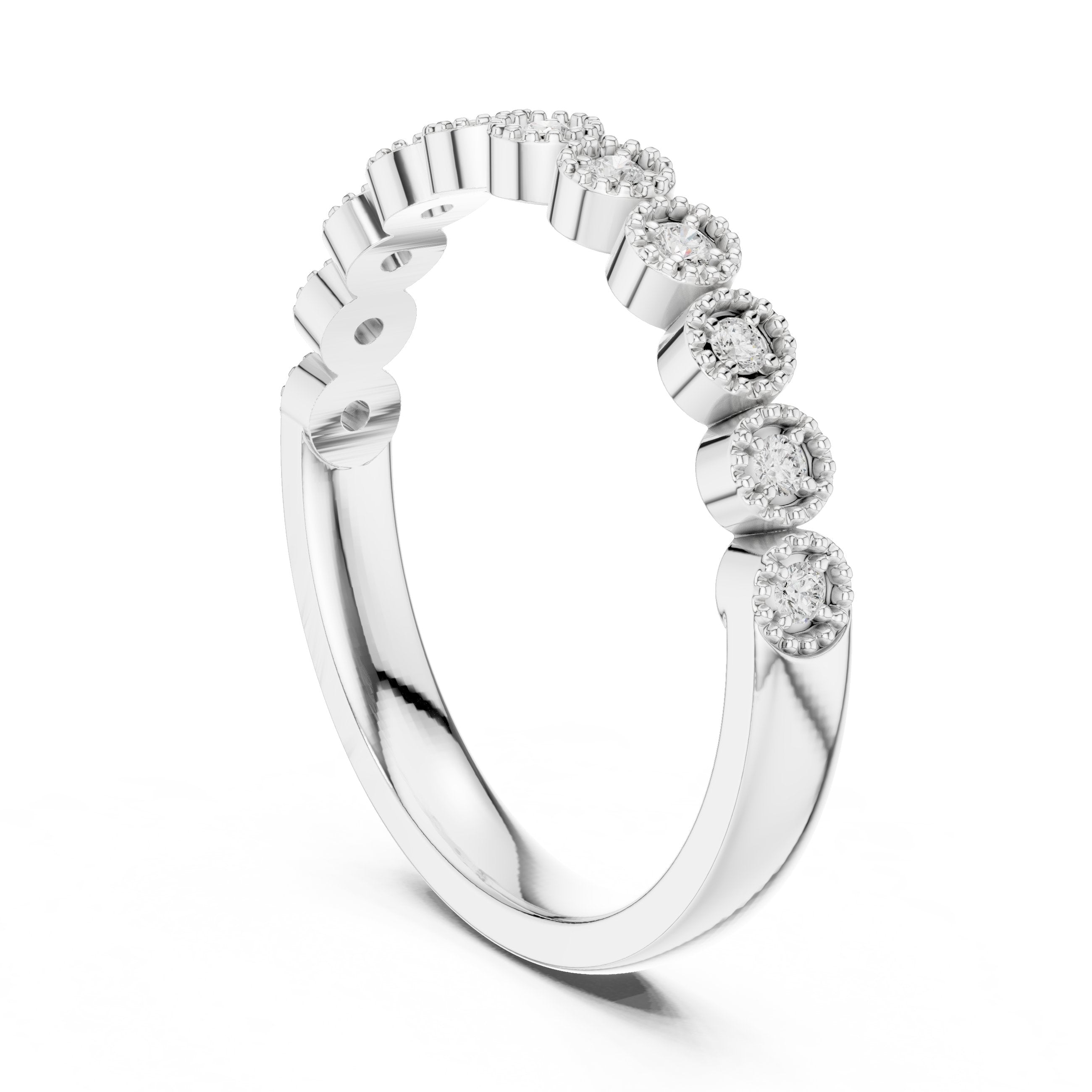 Polished Vintage Diamond Engagement Ring in White Gold - VYKA Diamonds