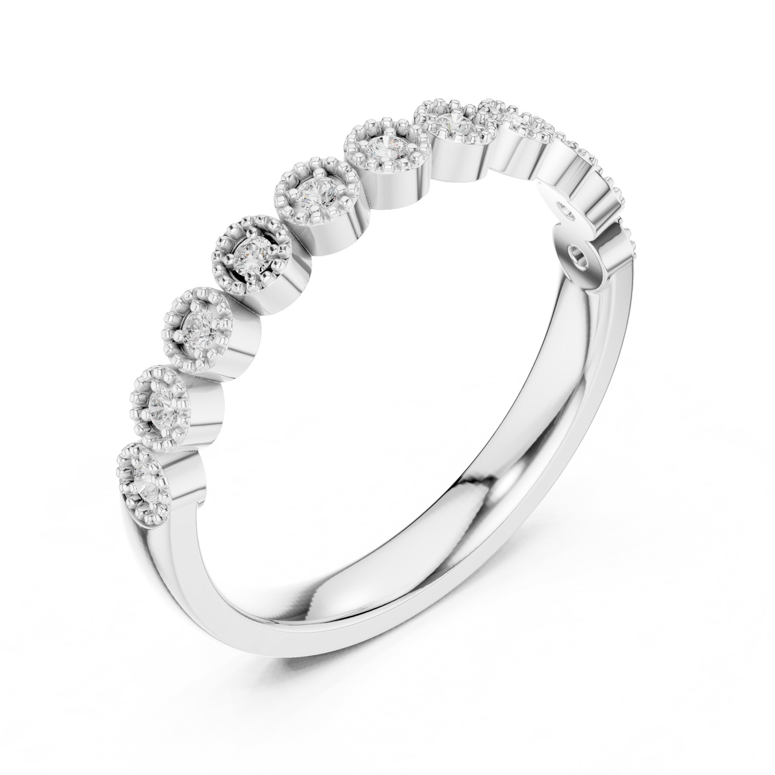 Polished Vintage Diamond Engagement Ring in White Gold - VYKA Diamonds