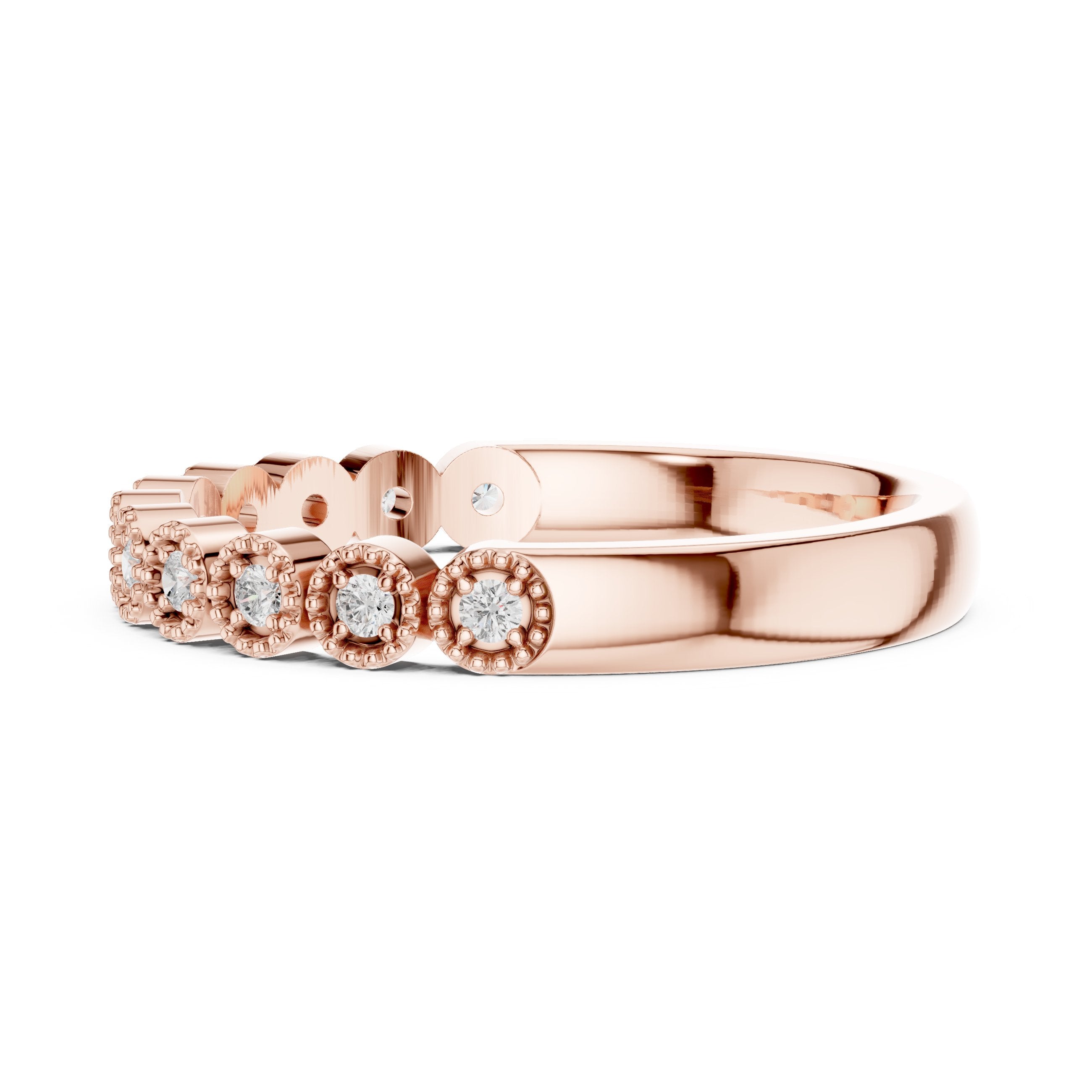 Polished Vintage Diamond Engagement Ring in Rose Gold - VYKA Diamonds