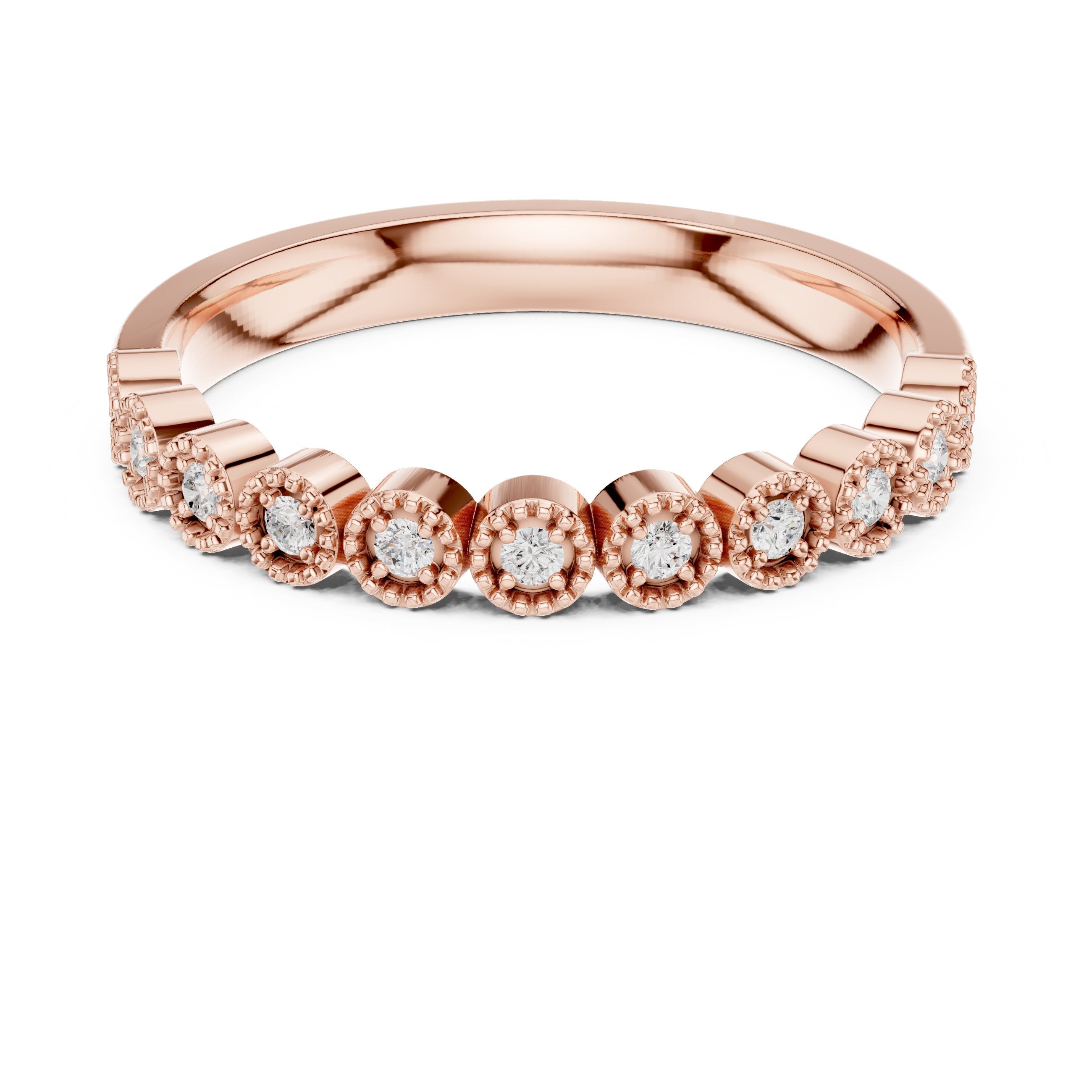 Polished Vintage Diamond Engagement Ring in Rose Gold - VYKA Diamonds