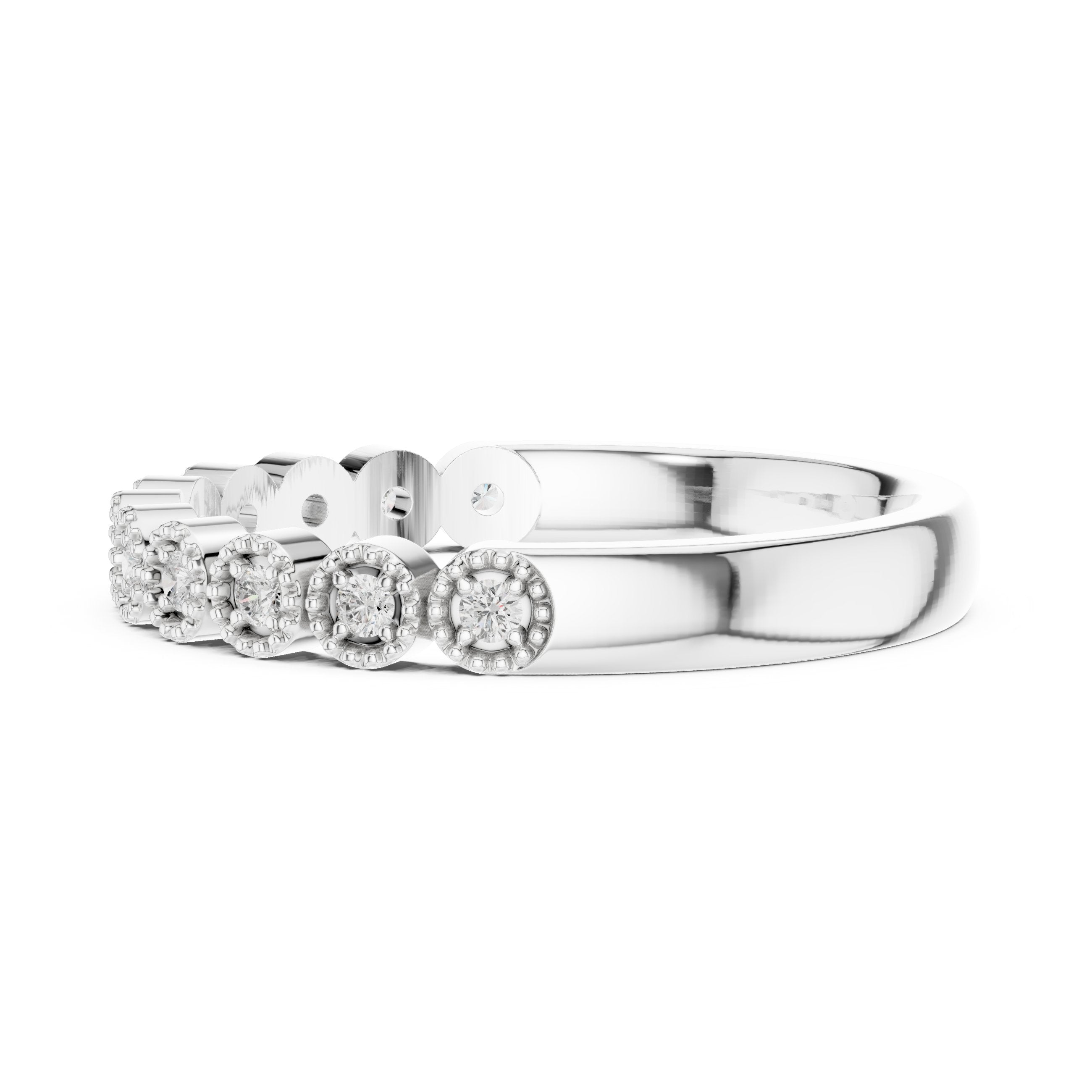 Polished Vintage Diamond Engagement Ring in White Gold - VYKA Diamonds