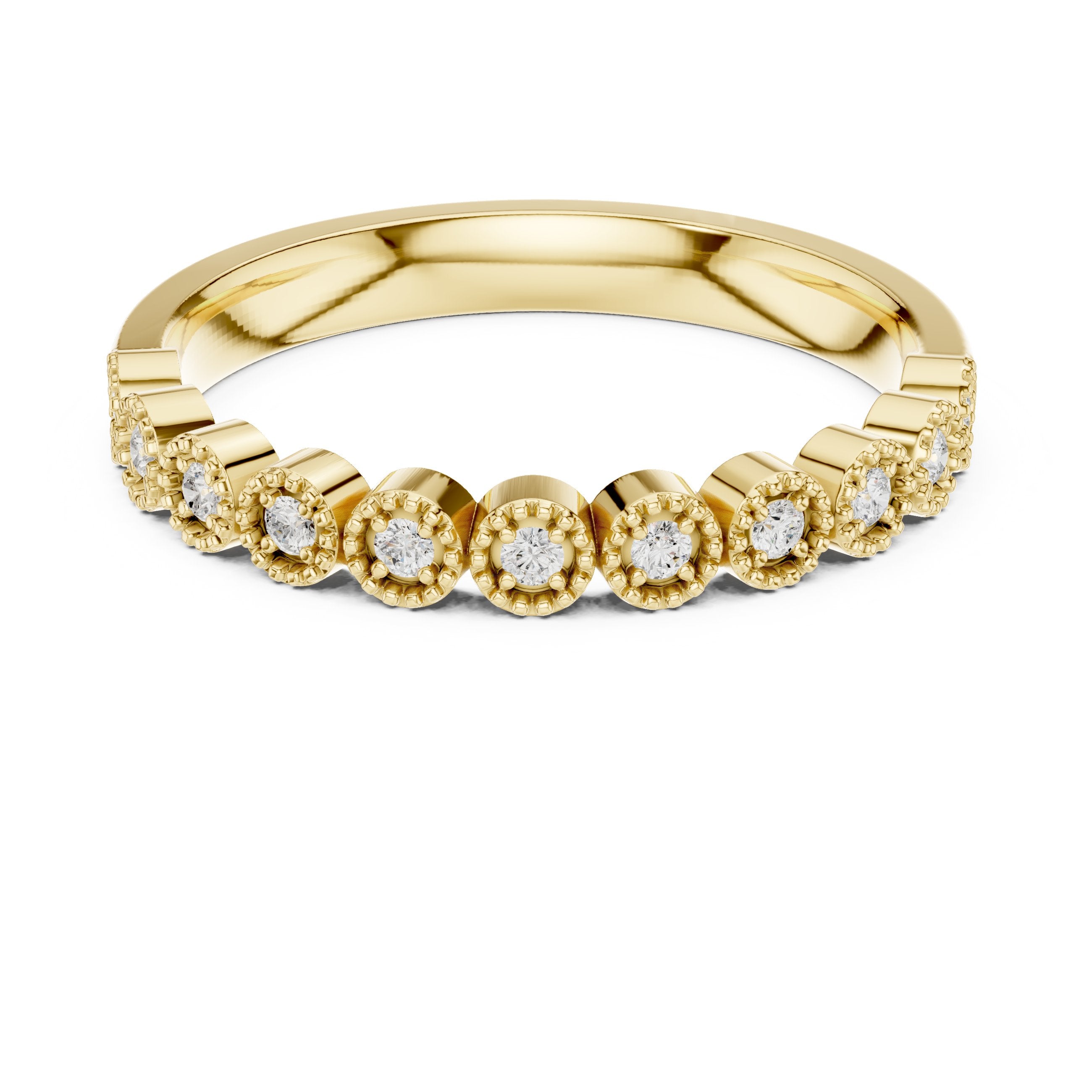 Polished Vintage Diamond Engagement Ring in Yellow Gold - VYKA Diamonds