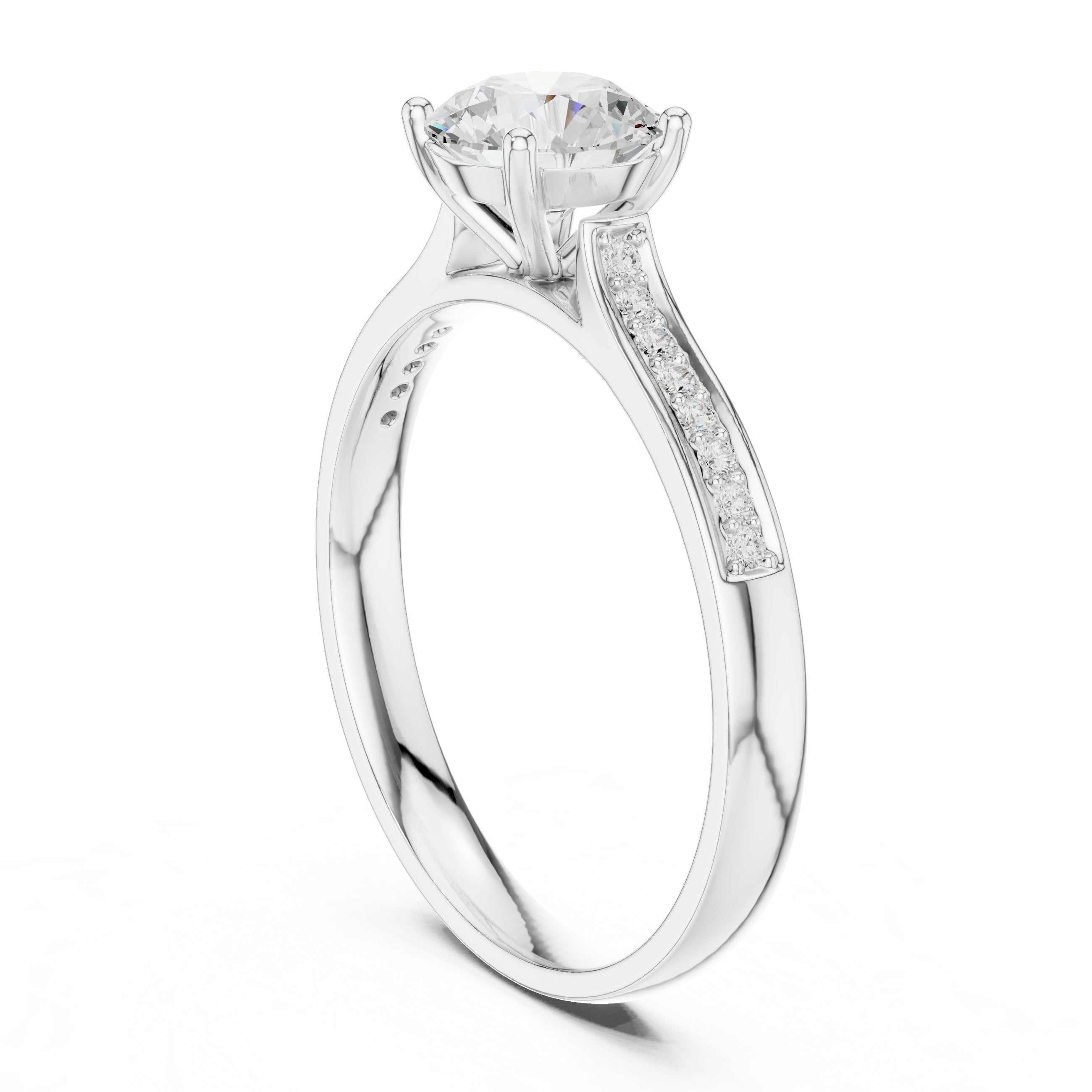 Towering Milgrain Diamond Engagement Ring in White Gold - VYKA Diamonds