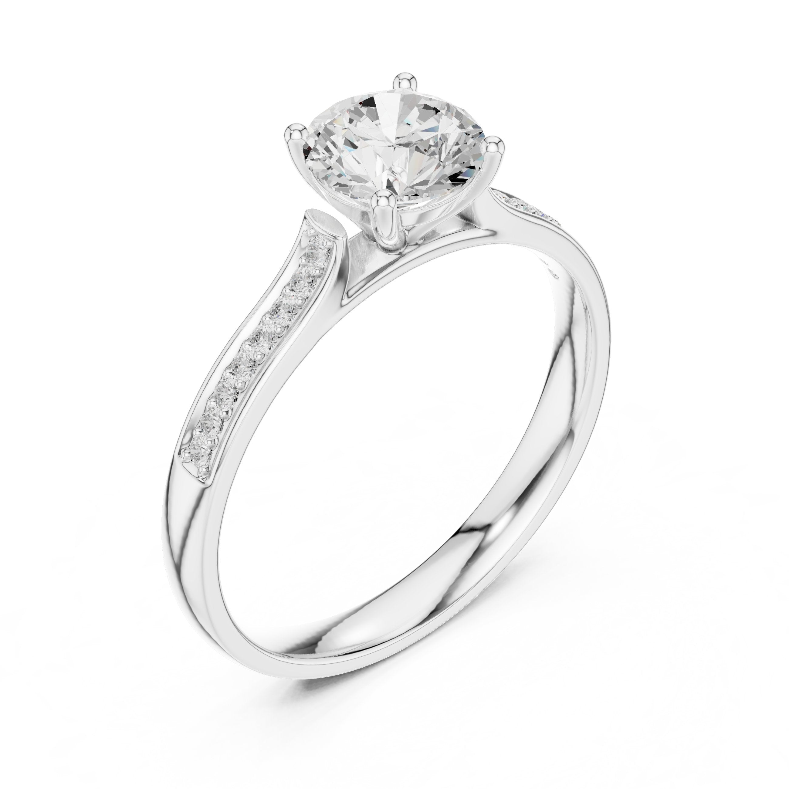 Towering Milgrain Diamond Engagement Ring in White Gold - VYKA Diamonds