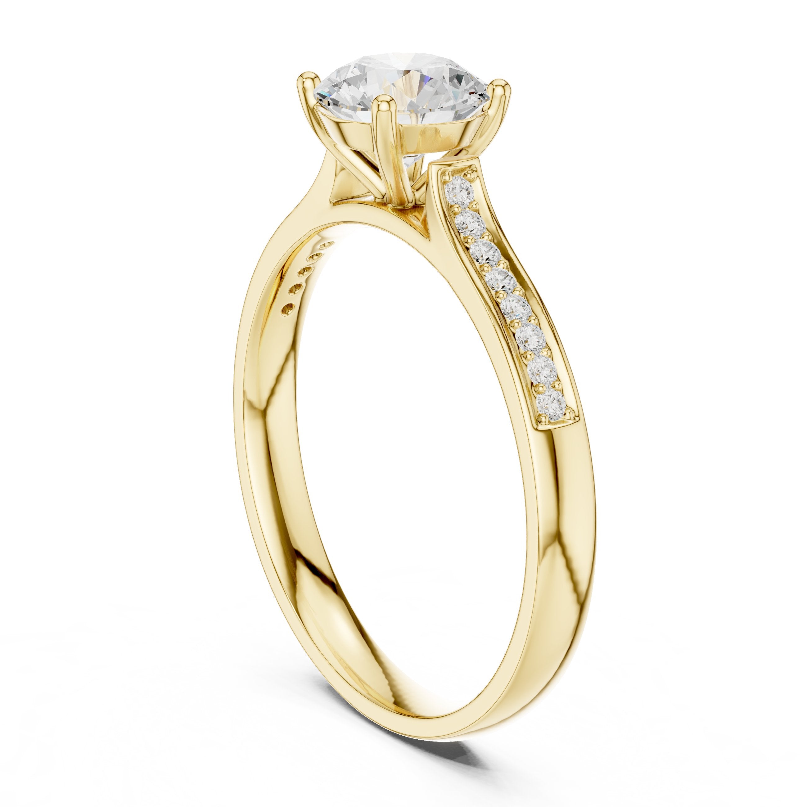 Towering Milgrain Diamond Engagement Ring in Yellow Gold - VYKA Diamonds