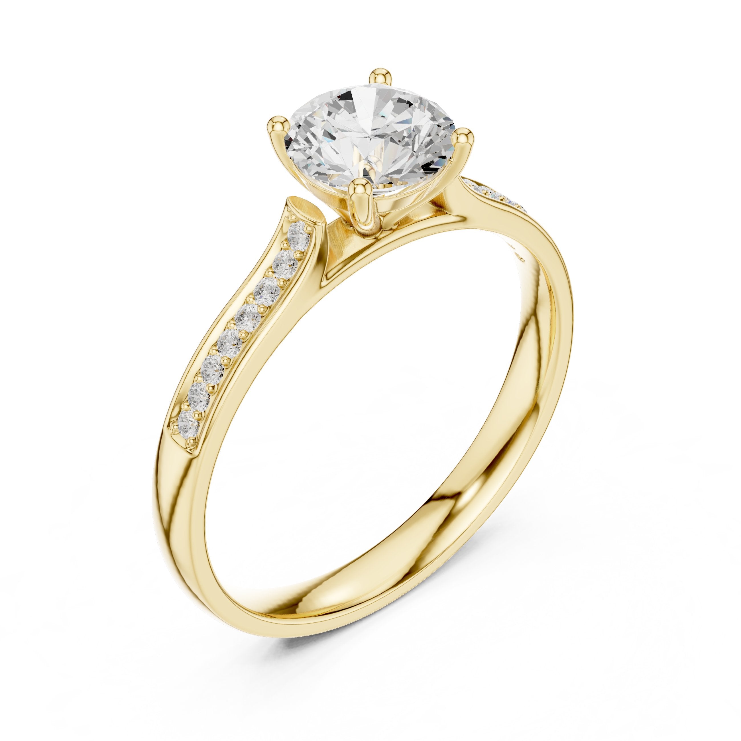 Towering Milgrain Diamond Engagement Ring in Yellow Gold - VYKA Diamonds