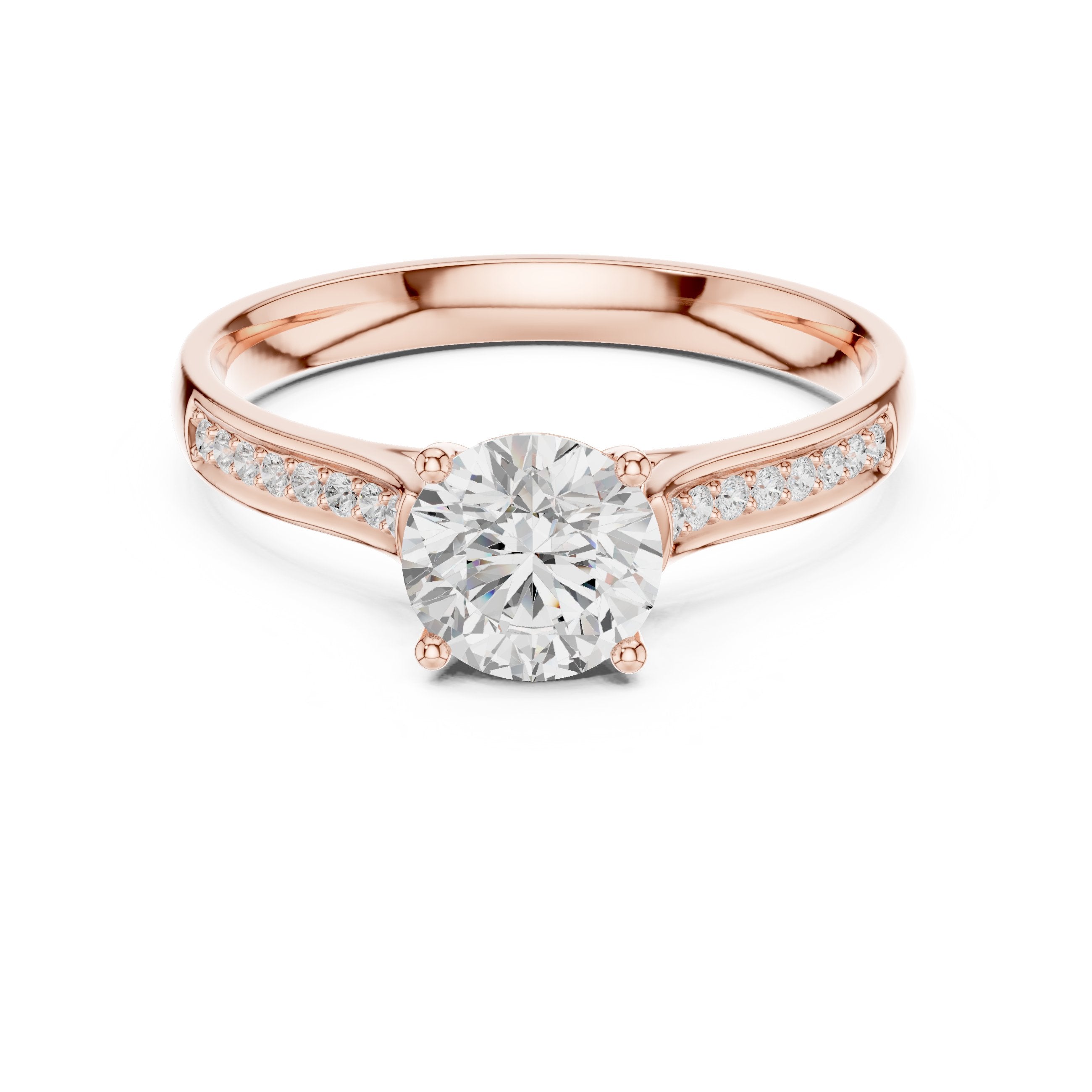 Towering Milgrain Diamond Engagement Ring in Rose Gold - VYKA Diamonds