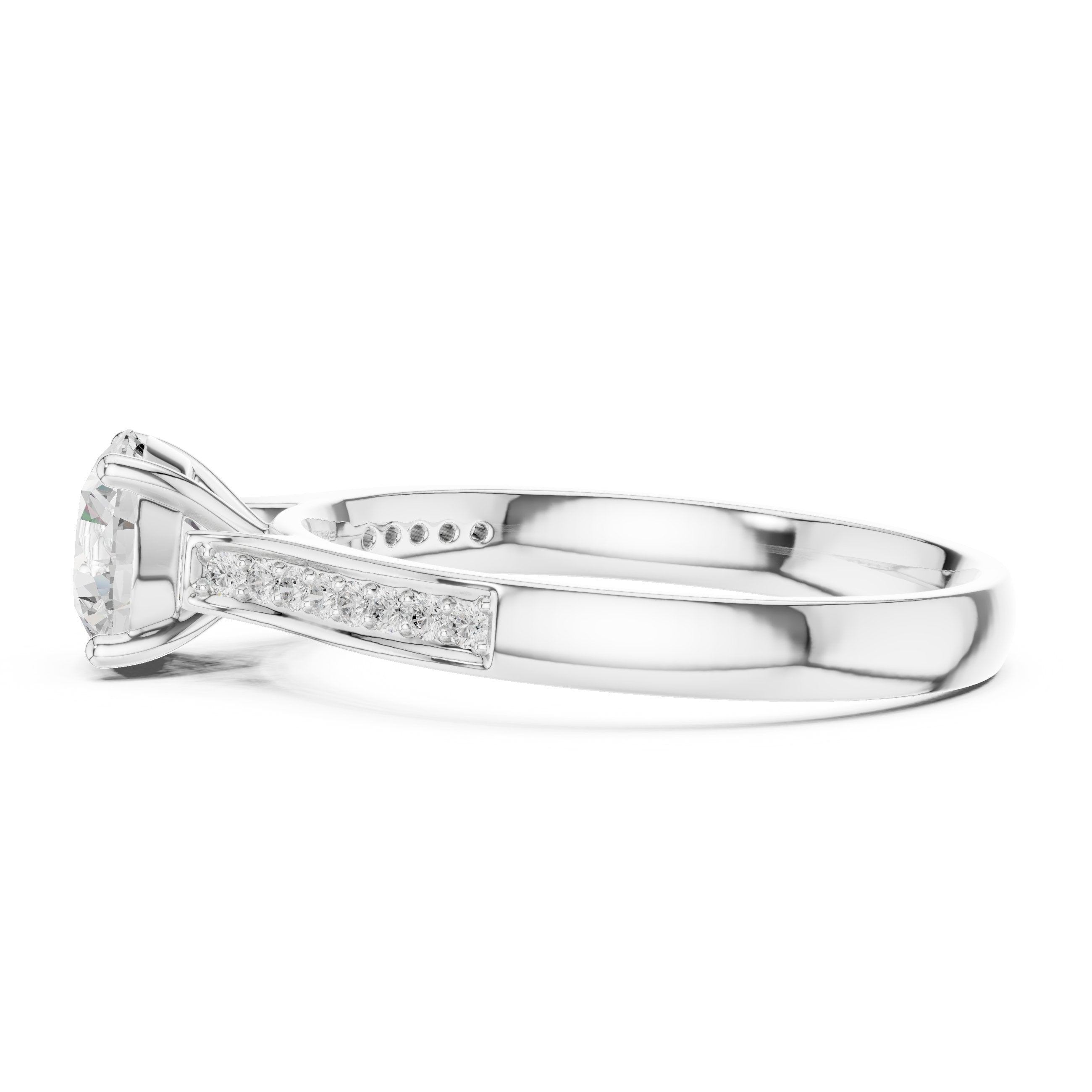 Towering Milgrain Diamond Engagement Ring in White Gold - VYKA Diamonds